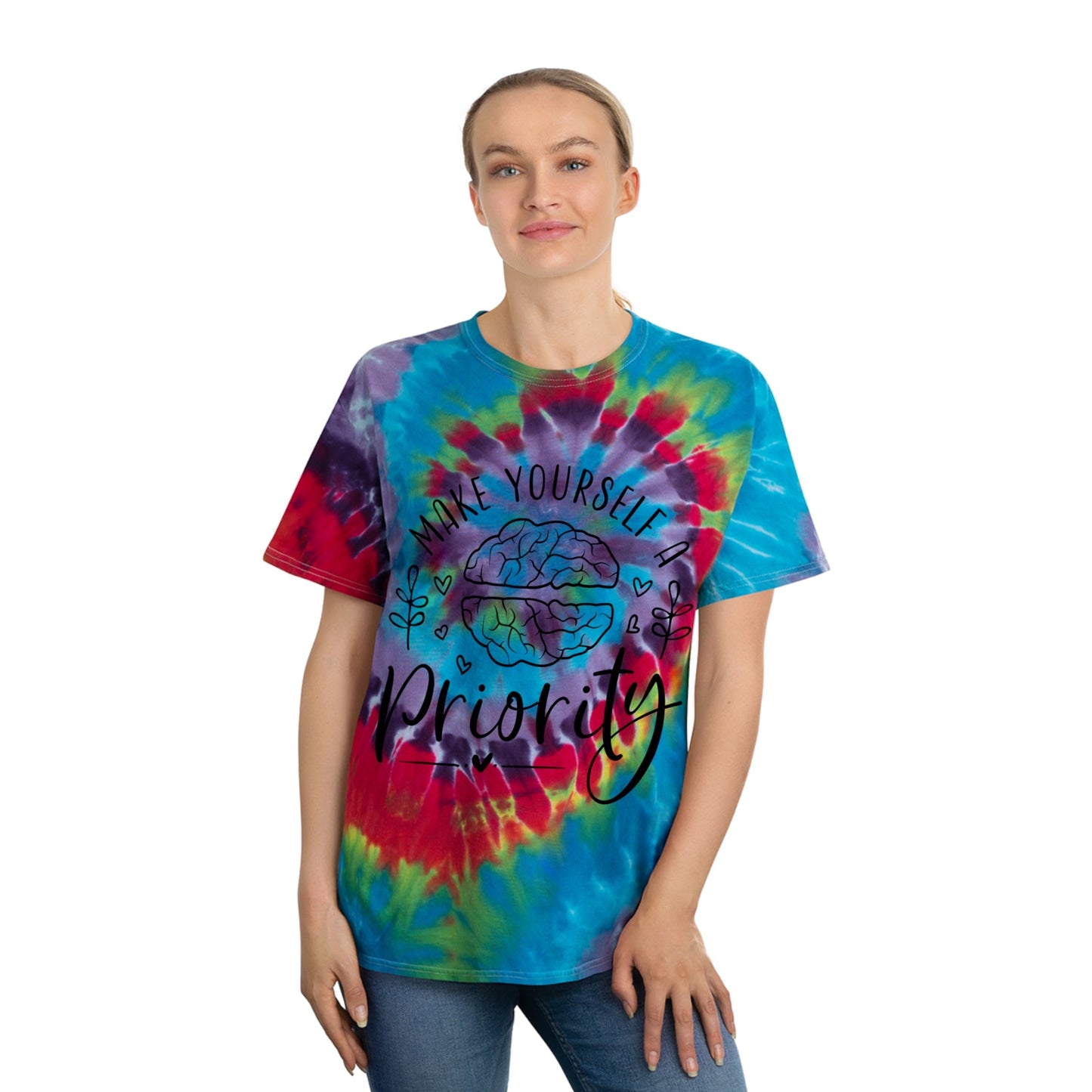 "Make yourself a priority" Tie-Dye Tee, Spiral - Moon & Starr Handcrafted Jewelry && More!