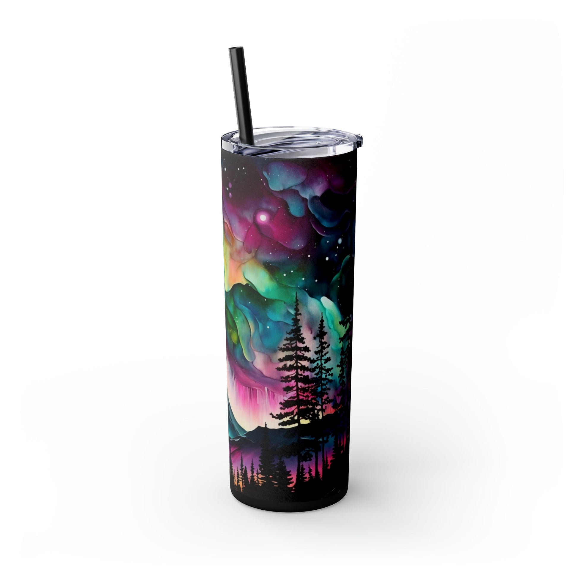 Northern Lights Skinny Tumbler with Straw, 20oz - Moon & Starr Handcrafted Jewelry && More!