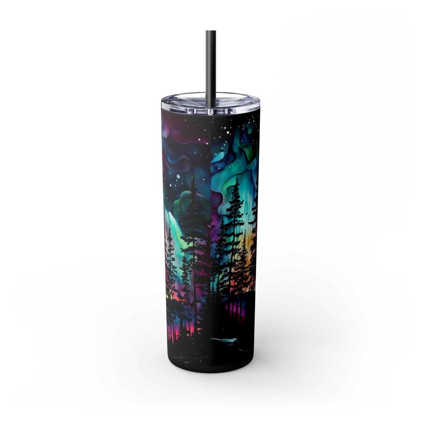 Northern Lights Skinny Tumbler with Straw, 20oz - Moon & Starr Handcrafted Jewelry && More!