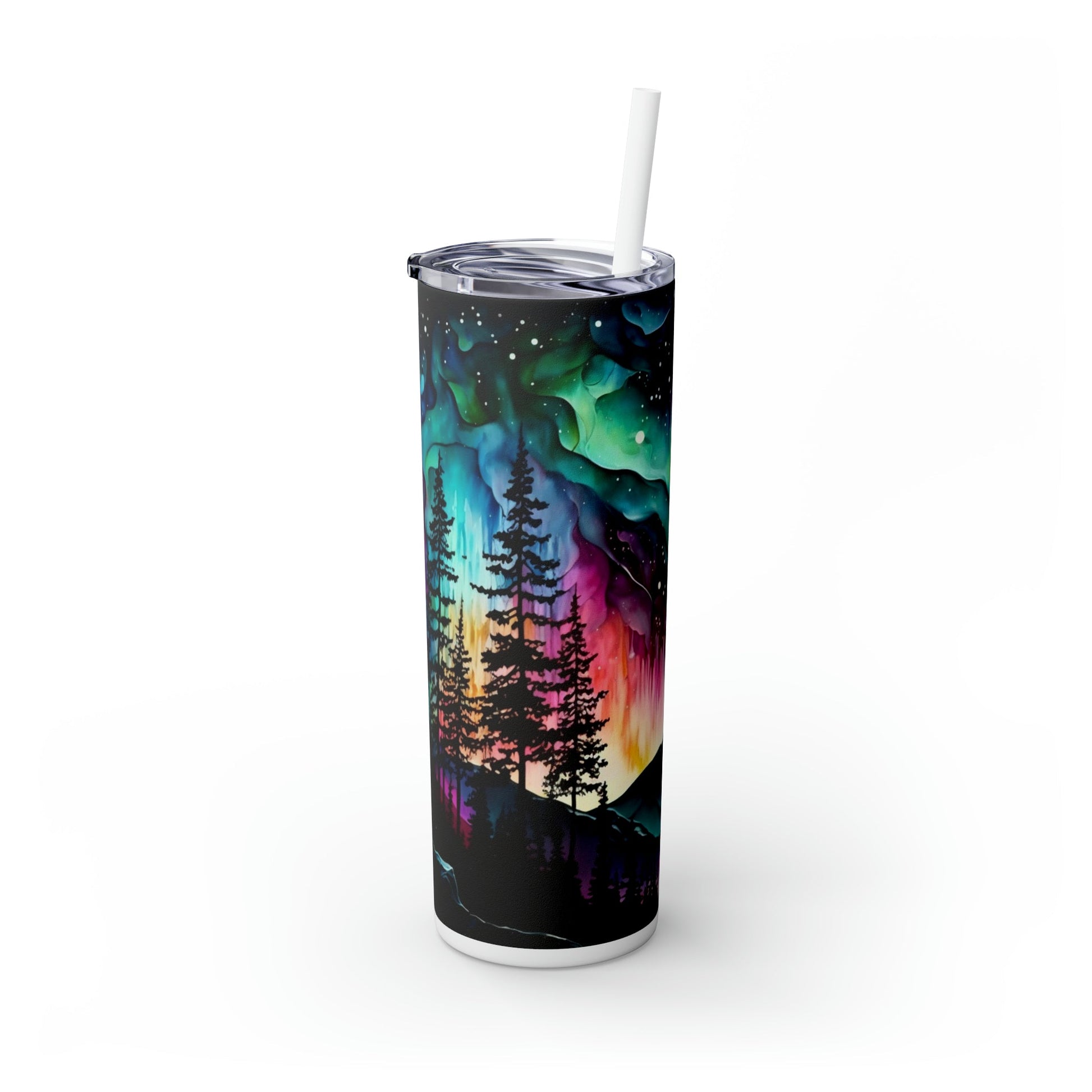 Northern Lights Skinny Tumbler with Straw, 20oz - Moon & Starr Handcrafted Jewelry && More!