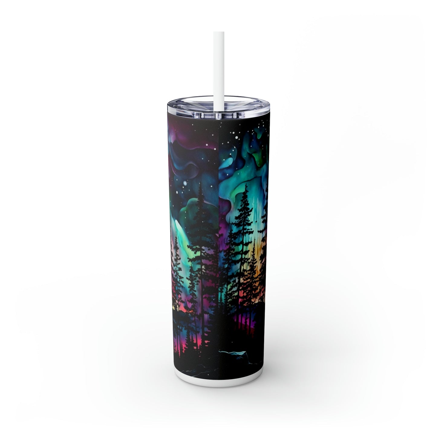 Northern Lights Skinny Tumbler with Straw, 20oz - Moon & Starr Handcrafted Jewelry && More!