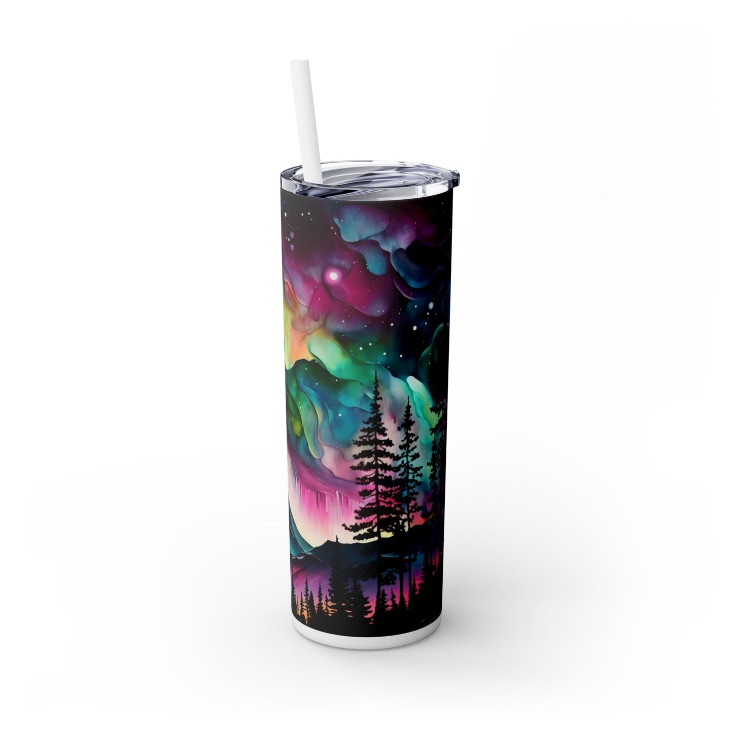 Northern Lights Skinny Tumbler with Straw, 20oz - Moon & Starr Handcrafted Jewelry && More!