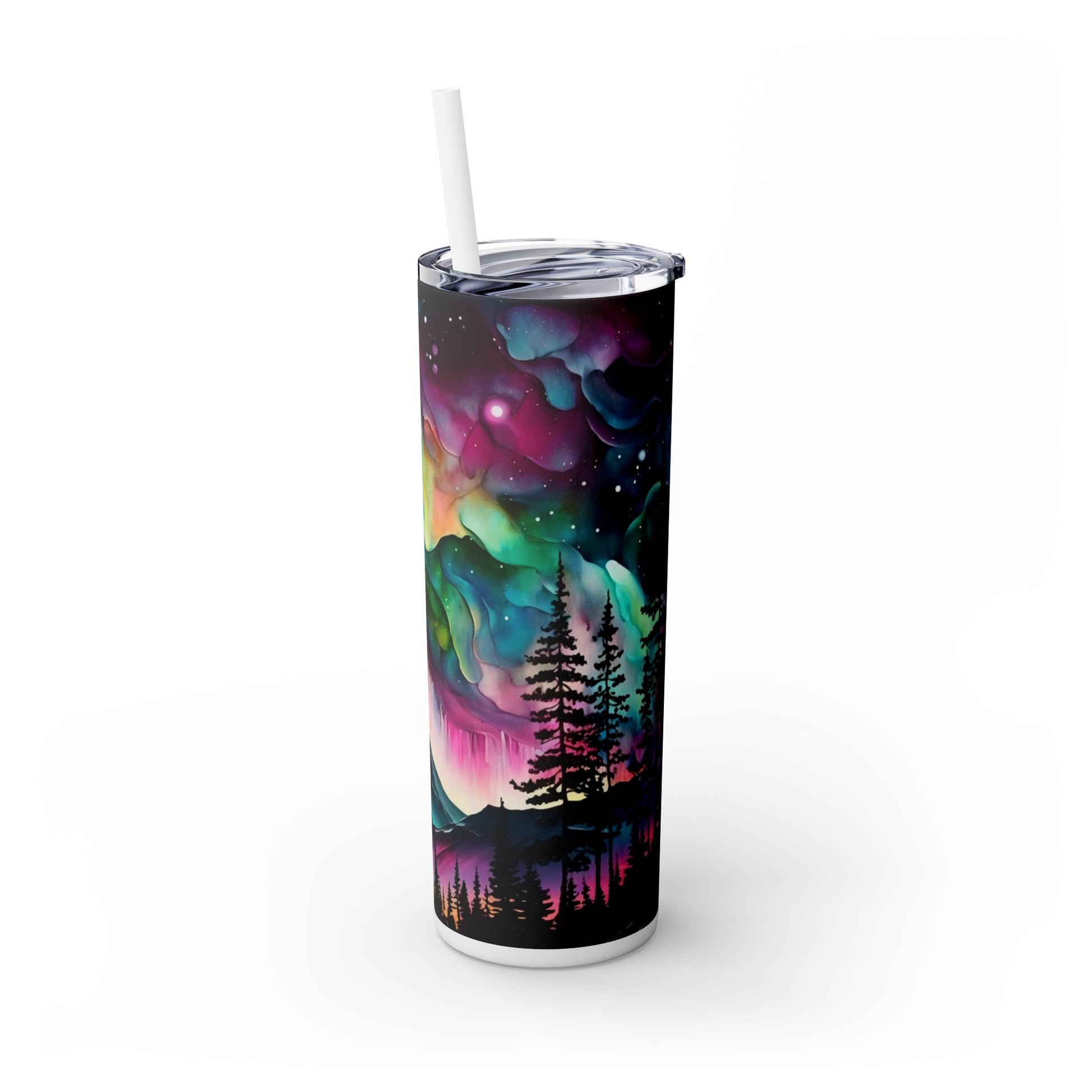 Northern Lights Skinny Tumbler with Straw, 20oz - Moon & Starr Handcrafted Jewelry && More!