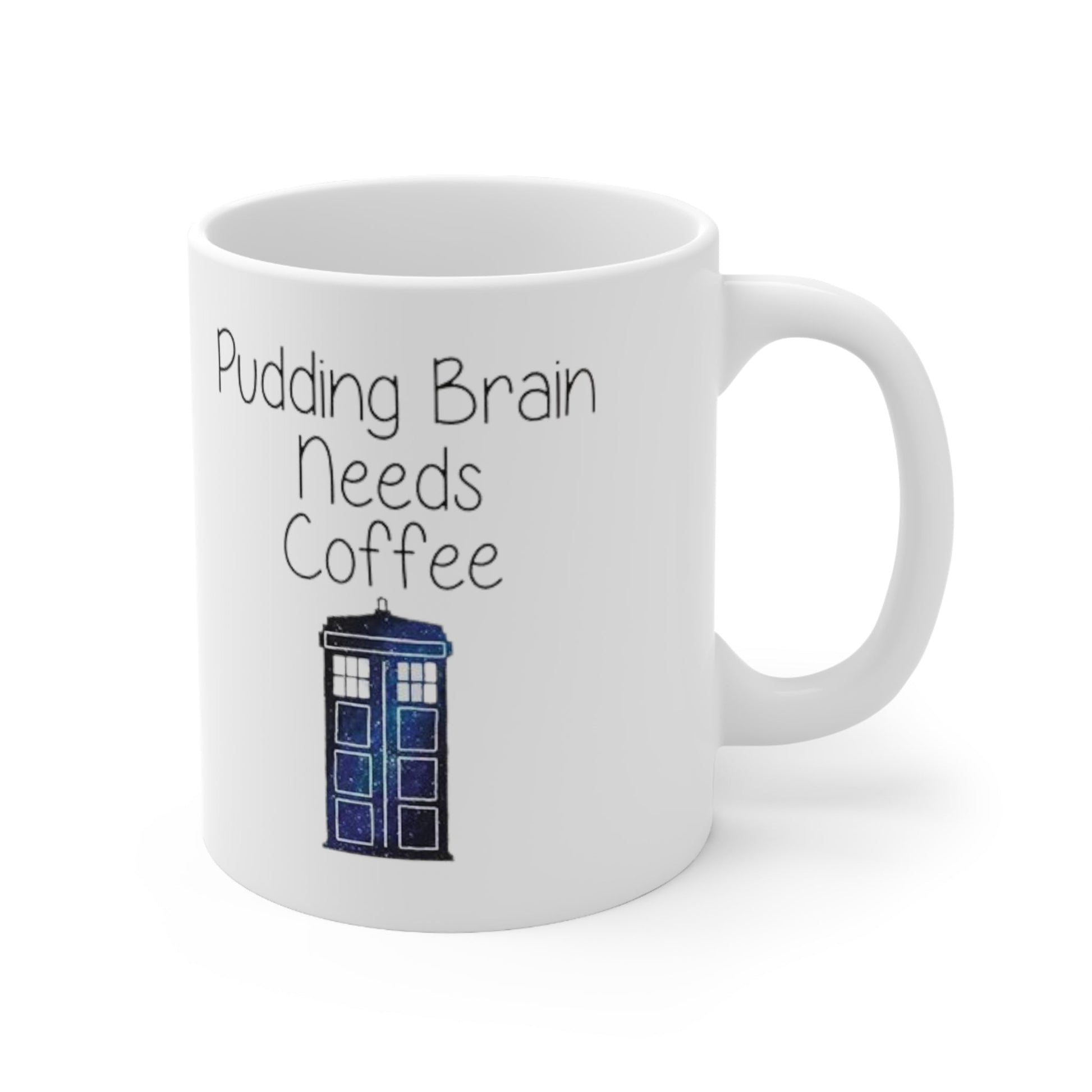 Pudding Brain Blue Box Ceramic Mug 11oz - Moon & Starr Handcrafted Jewelry && More!