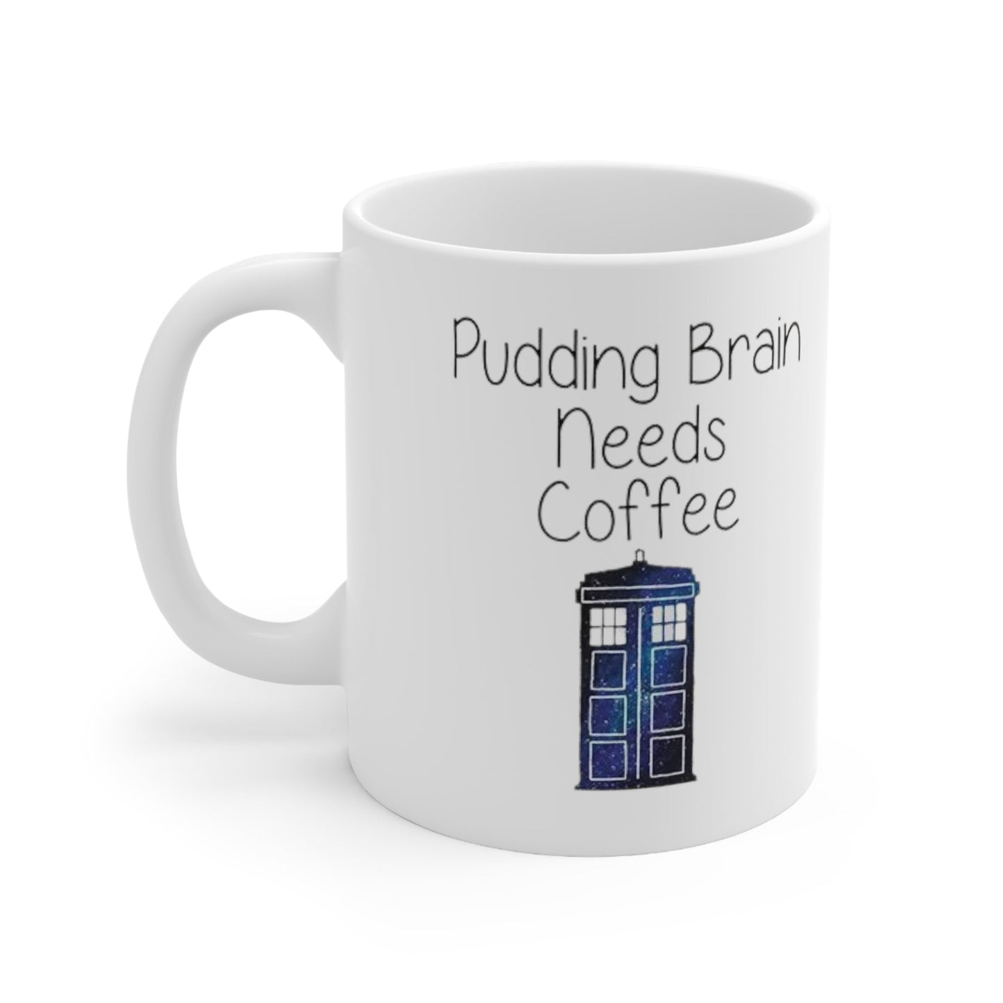 Pudding Brain Blue Box Ceramic Mug 11oz - Moon & Starr Handcrafted Jewelry && More!