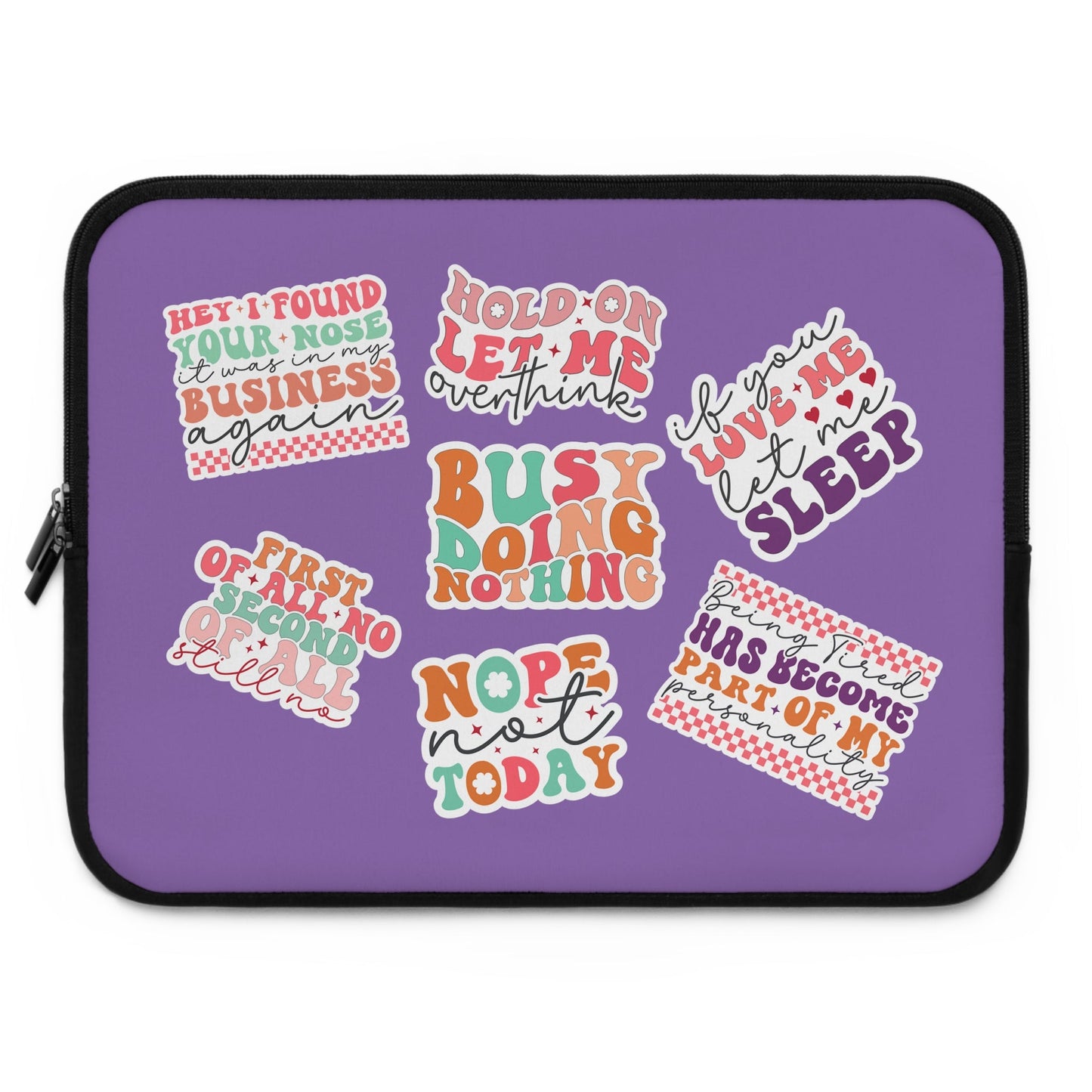 Retro Groovy Sarcastic Sticker Bomb Laptop Sleeve - Moon & Starr Handcrafted Jewelry && More!