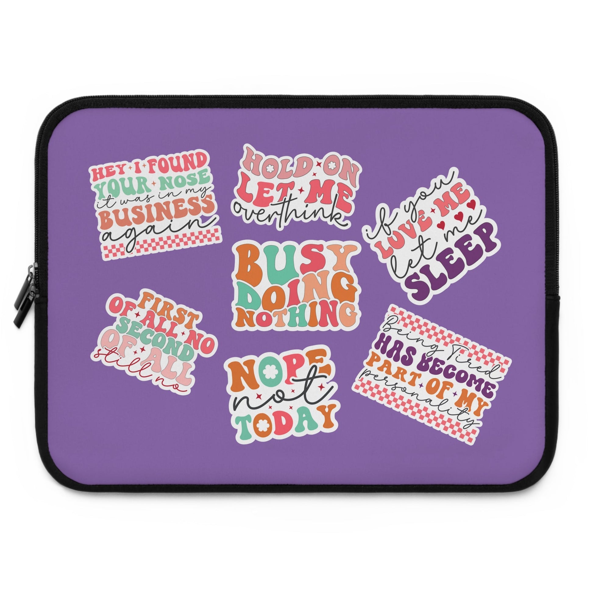 Retro Groovy Sarcastic Sticker Bomb Laptop Sleeve - Moon & Starr Handcrafted Jewelry && More!