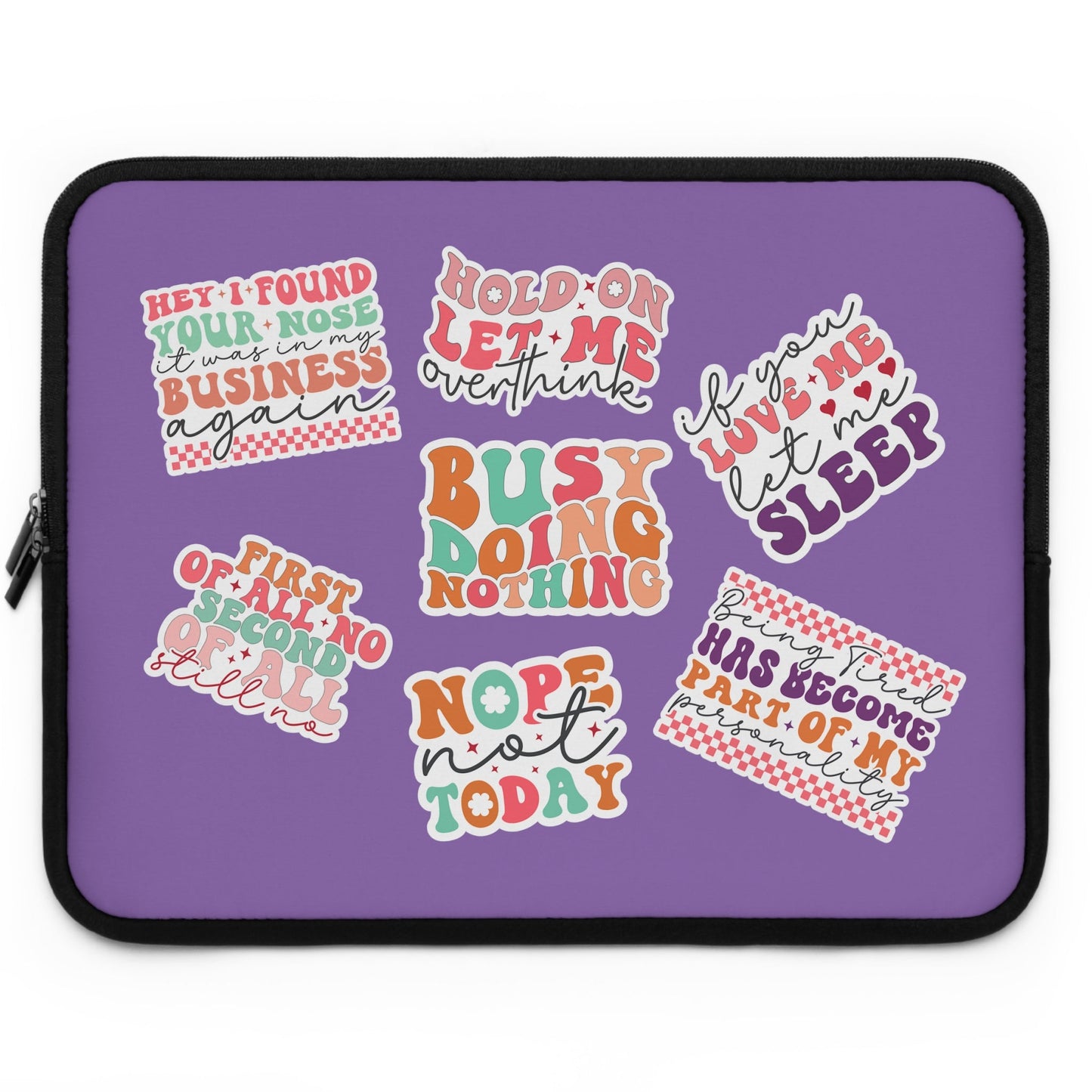 Retro Groovy Sarcastic Sticker Bomb Laptop Sleeve - Moon & Starr Handcrafted Jewelry && More!