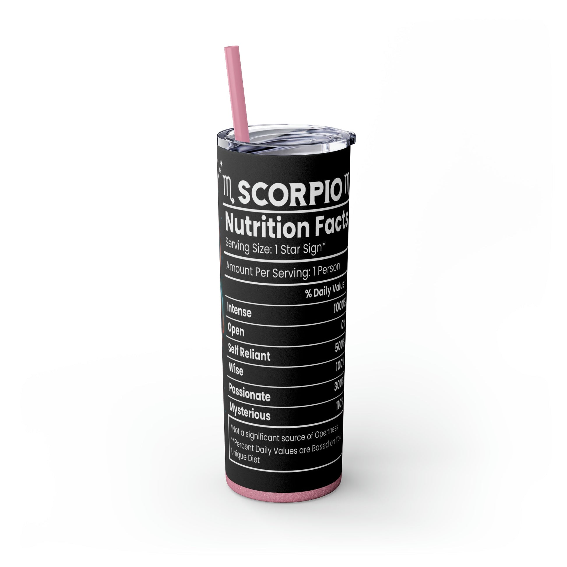 Scorpio Nutrition Facts Skinny Tumbler with Straw, 20oz - Moon & Starr Handcrafted Jewelry && More!