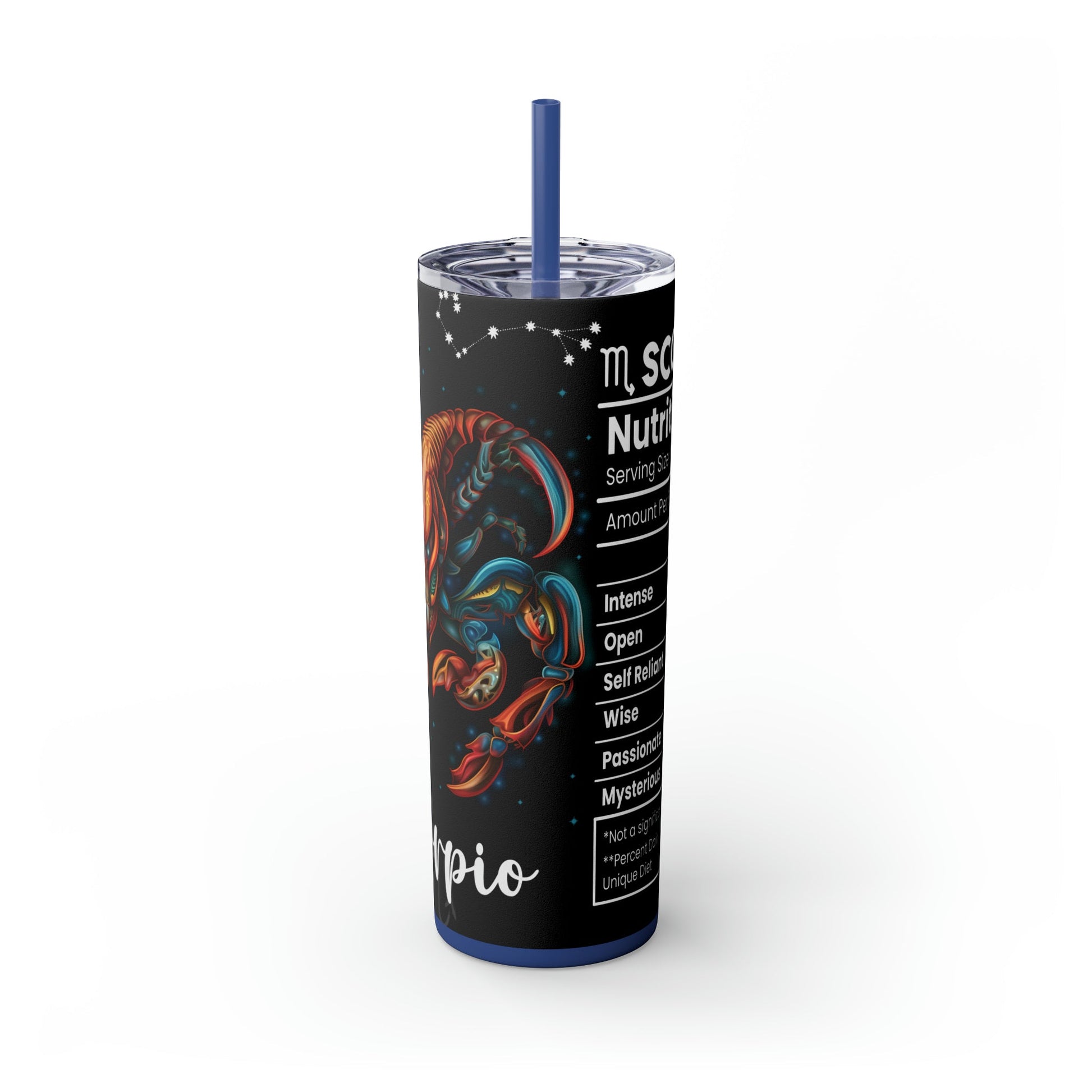 Scorpio Nutrition Facts Skinny Tumbler with Straw, 20oz - Moon & Starr Handcrafted Jewelry && More!
