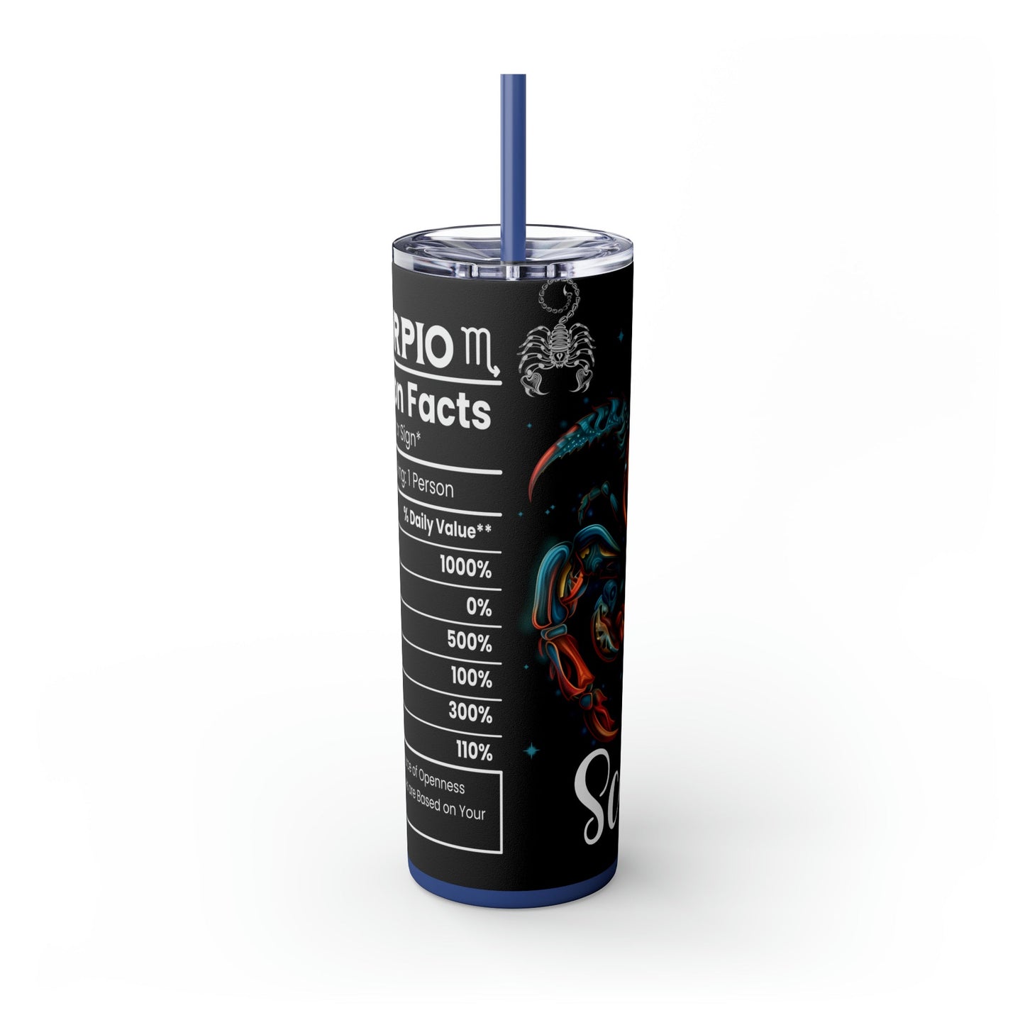Scorpio Nutrition Facts Skinny Tumbler with Straw, 20oz - Moon & Starr Handcrafted Jewelry && More!