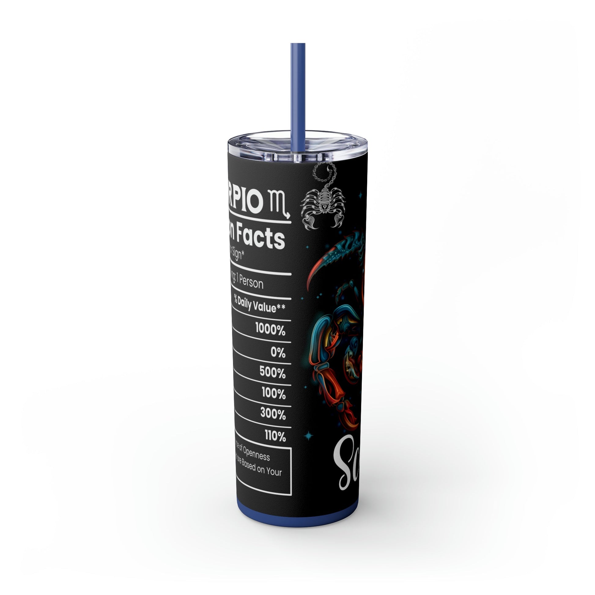Scorpio Nutrition Facts Skinny Tumbler with Straw, 20oz - Moon & Starr Handcrafted Jewelry && More!