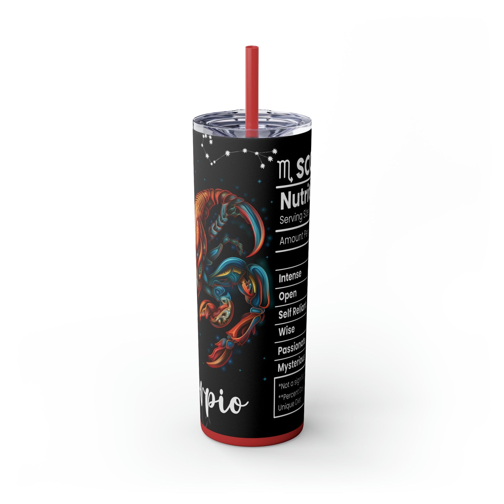 Scorpio Nutrition Facts Skinny Tumbler with Straw, 20oz - Moon & Starr Handcrafted Jewelry && More!