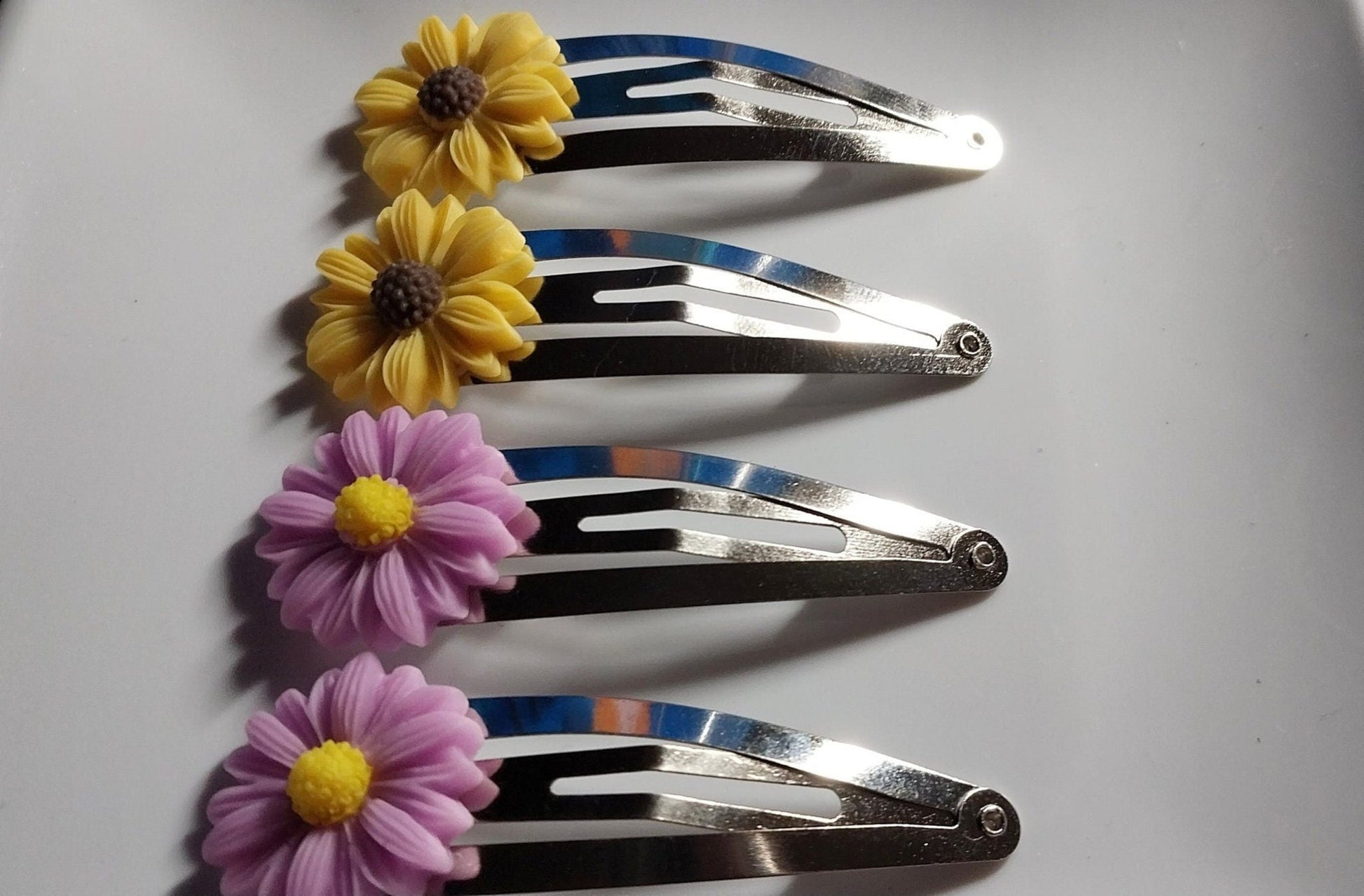 Simple Floral Hair Barrettes Set of 2, 5 Colors - Moon & Starr Handcrafted Jewelry && More!