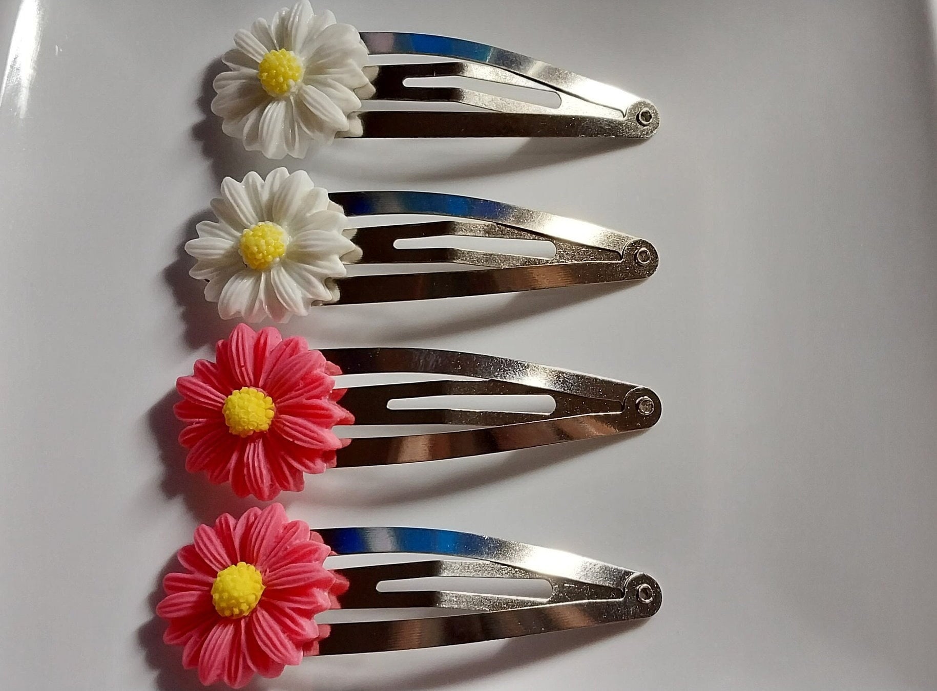 Simple Floral Hair Barrettes Set of 2, 5 Colors - Moon & Starr Handcrafted Jewelry && More!