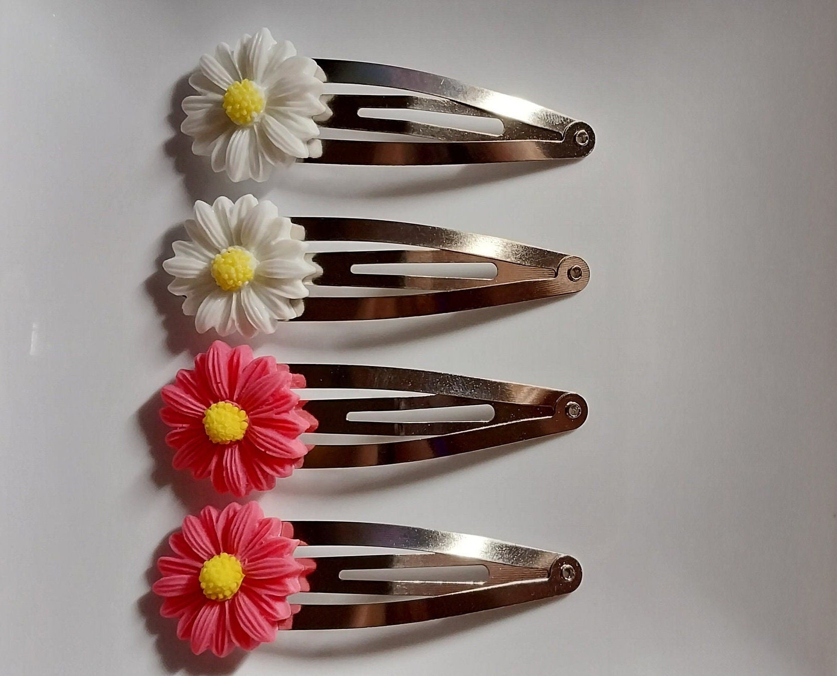 Simple Floral Hair Barrettes Set of 2, 5 Colors - Moon & Starr Handcrafted Jewelry && More!