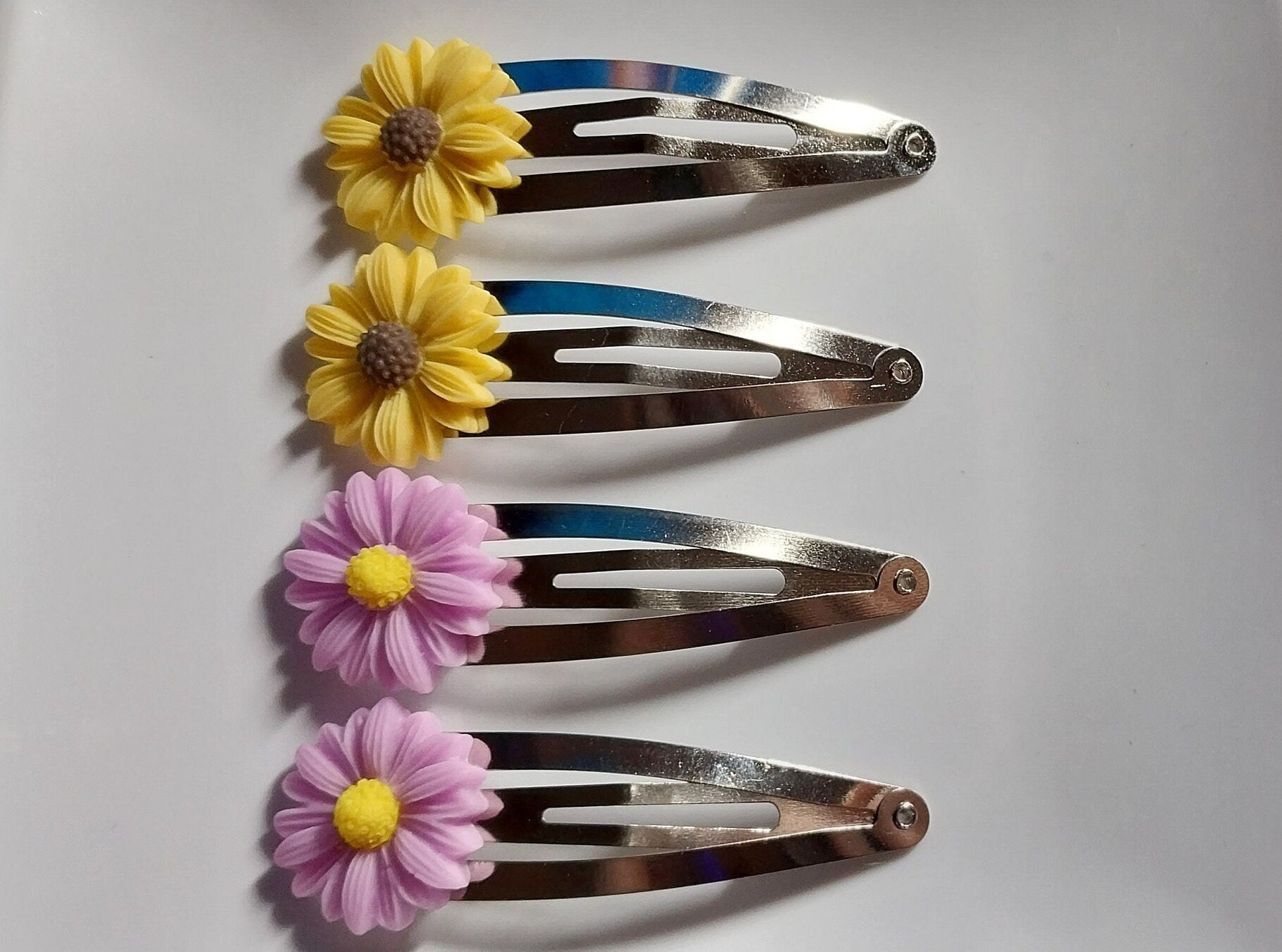 Simple Floral Hair Barrettes Set of 2, 5 Colors - Moon & Starr Handcrafted Jewelry && More!