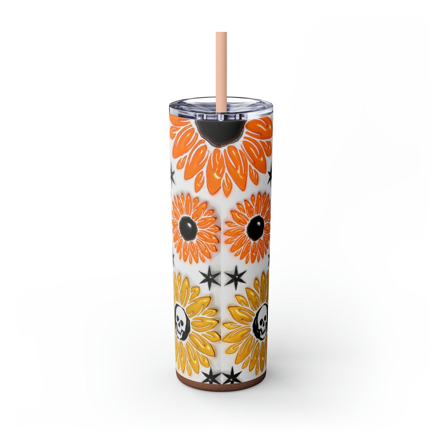 Skull-flower 3D Skinny Tumbler with Straw, 20oz - Moon & Starr Handcrafted Jewelry && More!