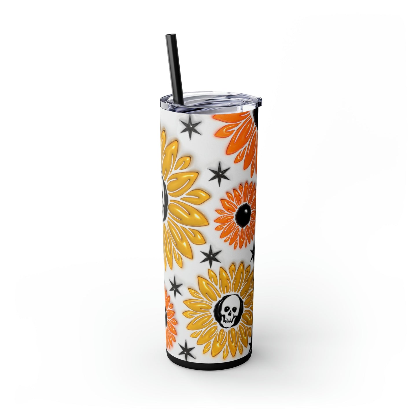 Skull-flower 3D Skinny Tumbler with Straw, 20oz - Moon & Starr Handcrafted Jewelry && More!