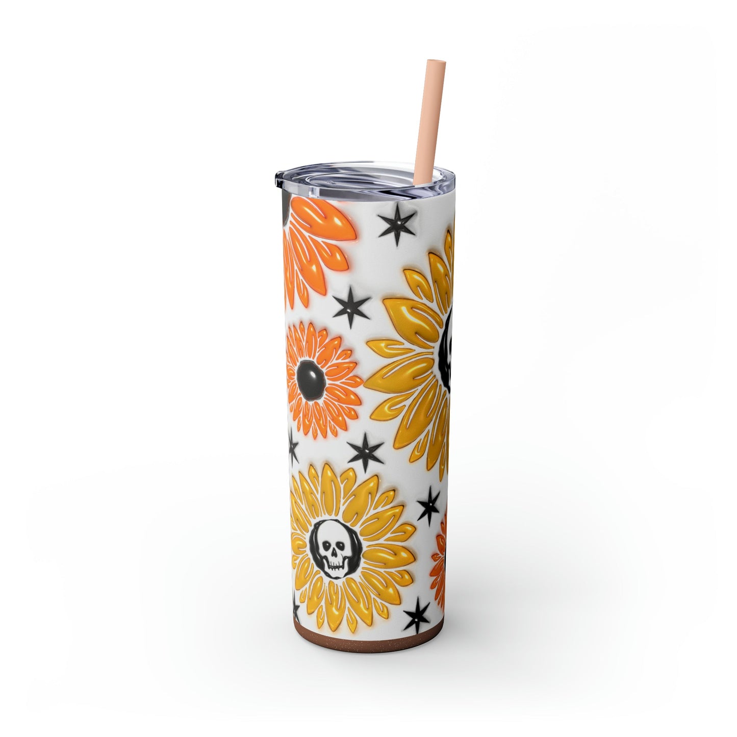 Skull-flower 3D Skinny Tumbler with Straw, 20oz - Moon & Starr Handcrafted Jewelry && More!