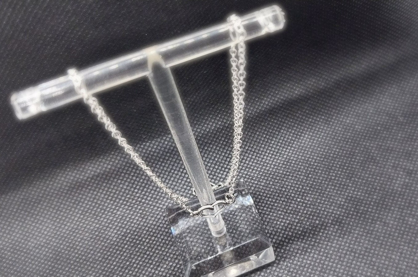 Small Simple Silver Heart Chain Choker Necklace, Minimalist Jewelry For Women, Cute Dainty Heart Chain Necklace - Moon & Starr Handcrafted Jewelry && More!
