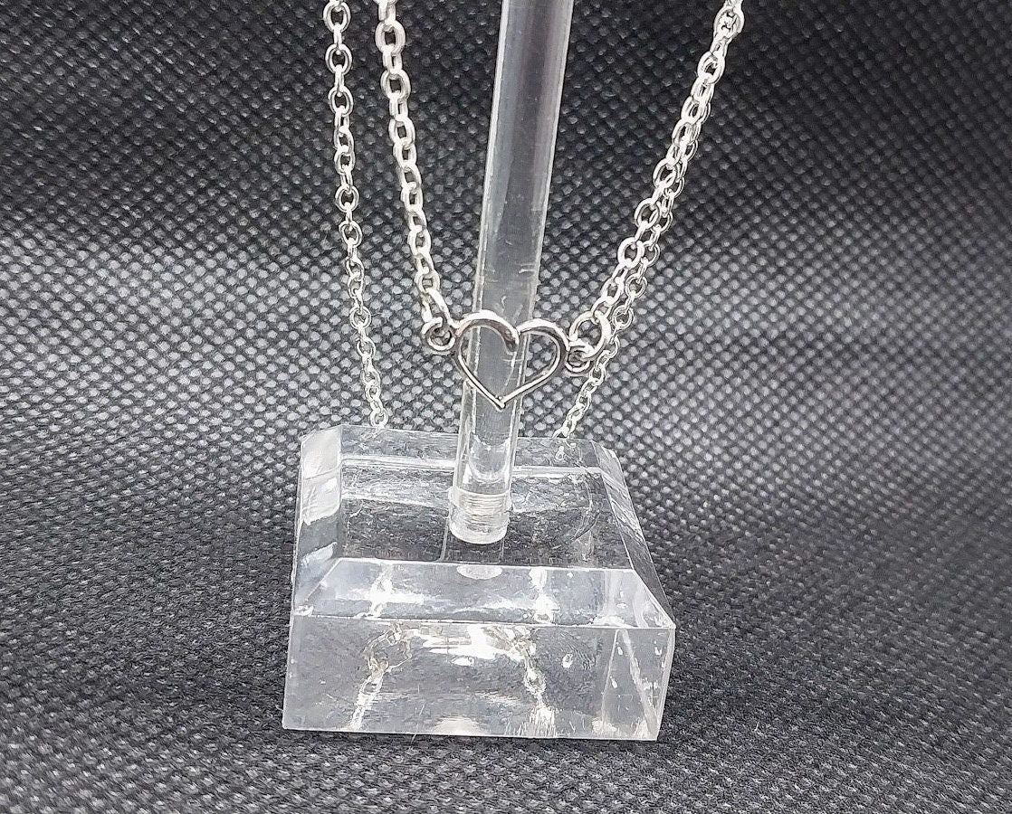 Small Simple Silver Heart Chain Choker Necklace, Minimalist Jewelry For Women, Cute Dainty Heart Chain Necklace - Moon & Starr Handcrafted Jewelry && More!
