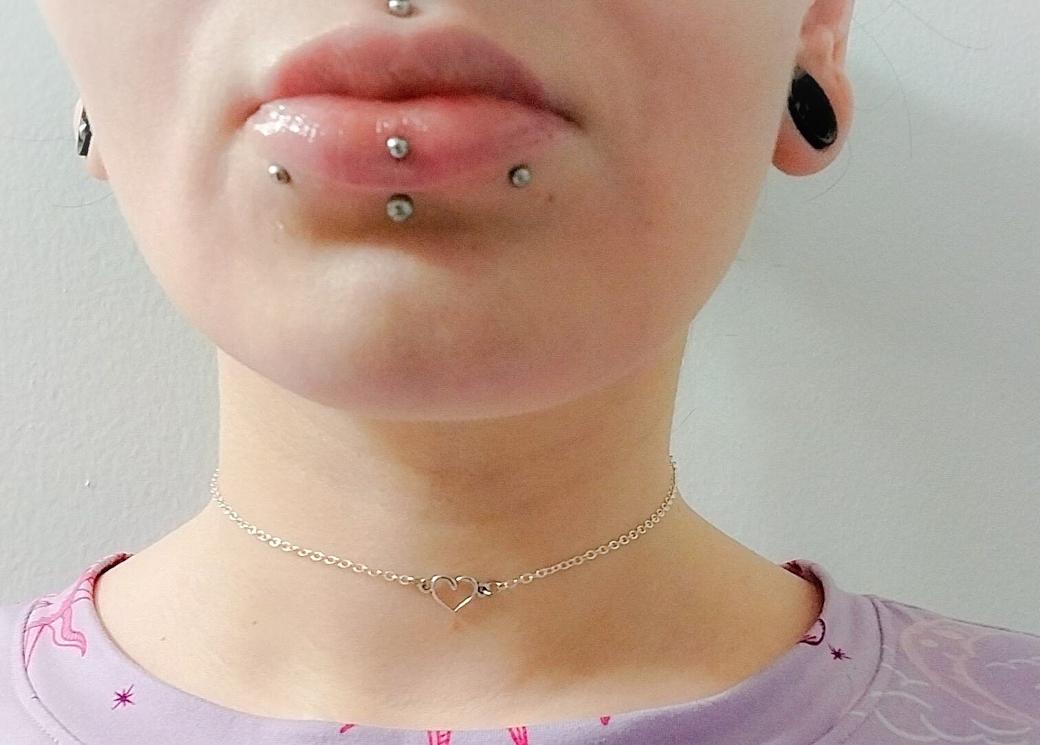 Small Simple Silver Heart Chain Choker Necklace, Minimalist Jewelry For Women, Cute Dainty Heart Chain Necklace - Moon & Starr Handcrafted Jewelry && More!