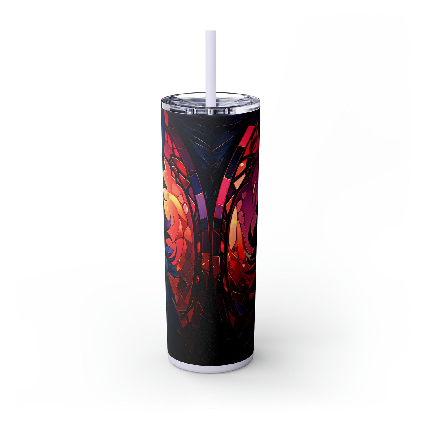 Stained Glass Cat Skinny Tumbler with Straw, 20oz - Moon & Starr Handcrafted Jewelry && More!