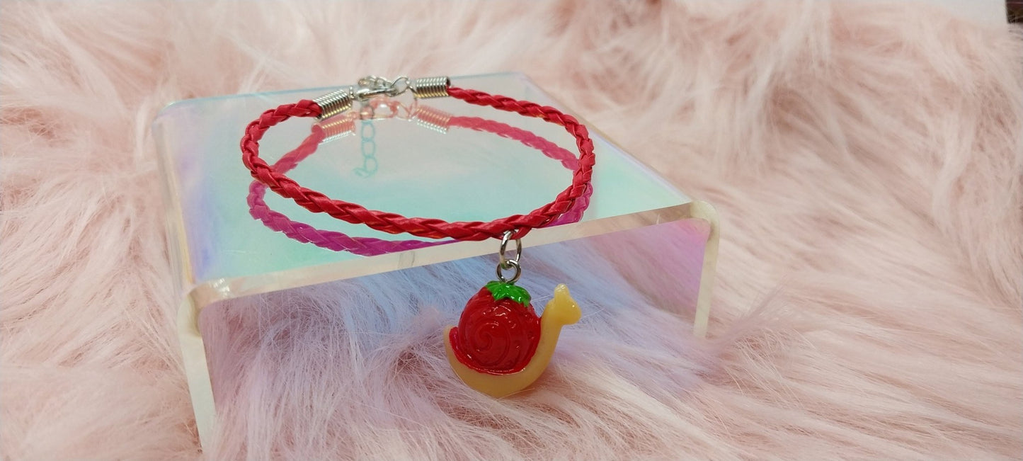 Strawberry Snail Charm Bracelet, Gifts for Her, Cute Charm Bracelets For Women, Nature Themed Jewelry - Moon & Starr Handcrafted Jewelry && More!