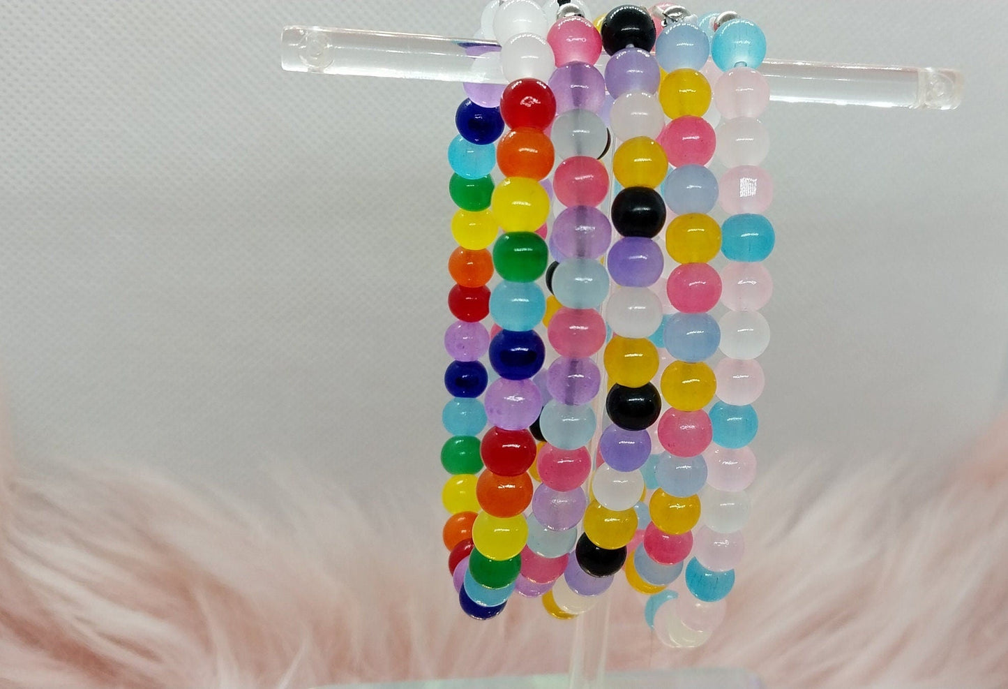 Stretchy Glass Beaded Pride Flag Bracelets, Gifts For Both Men And Women, Unique LGBT Jewelry - Moon & Starr Handcrafted Jewelry && More!