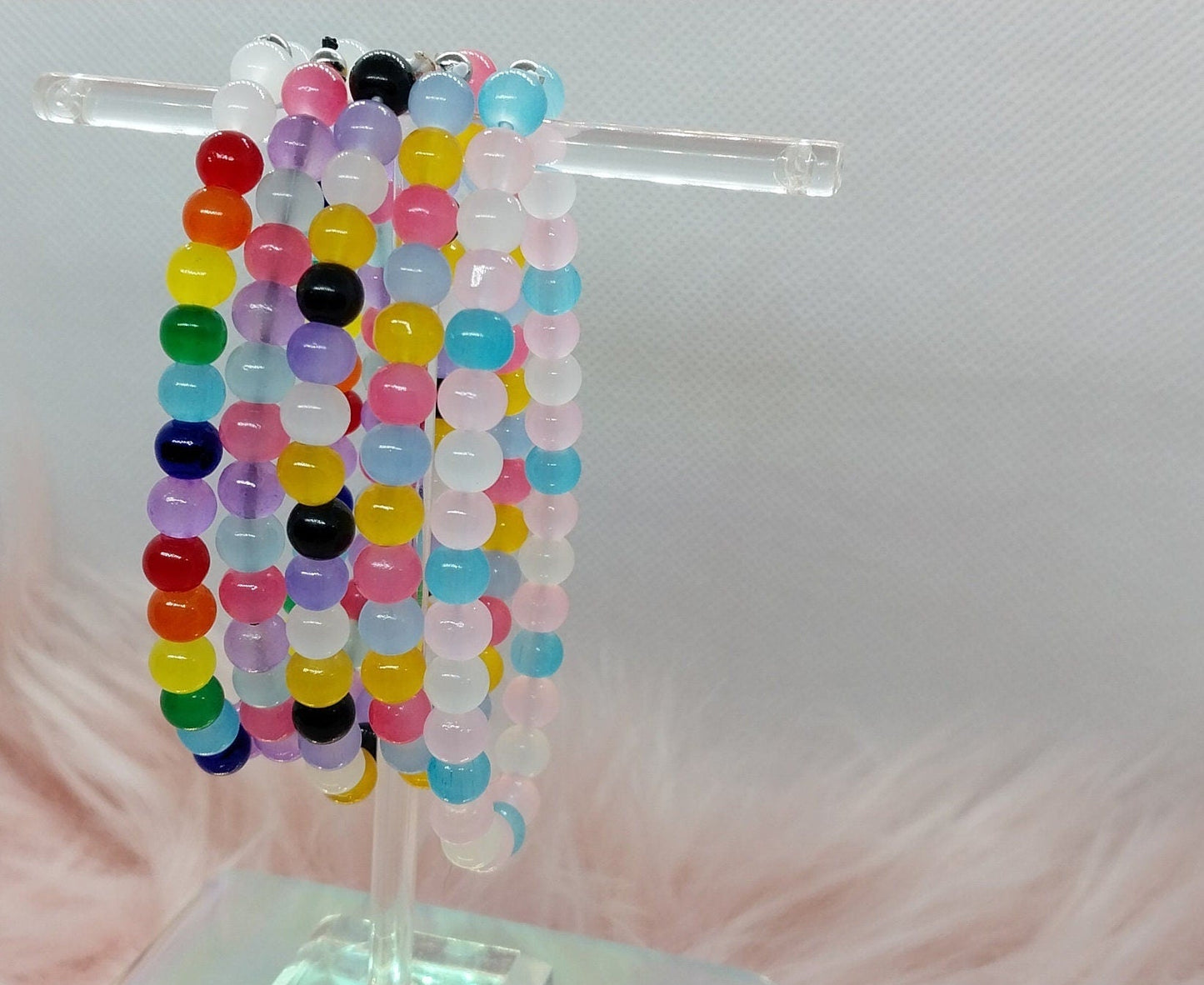 Stretchy Glass Beaded Pride Flag Bracelets, Gifts For Both Men And Women, Unique LGBT Jewelry - Moon & Starr Handcrafted Jewelry && More!