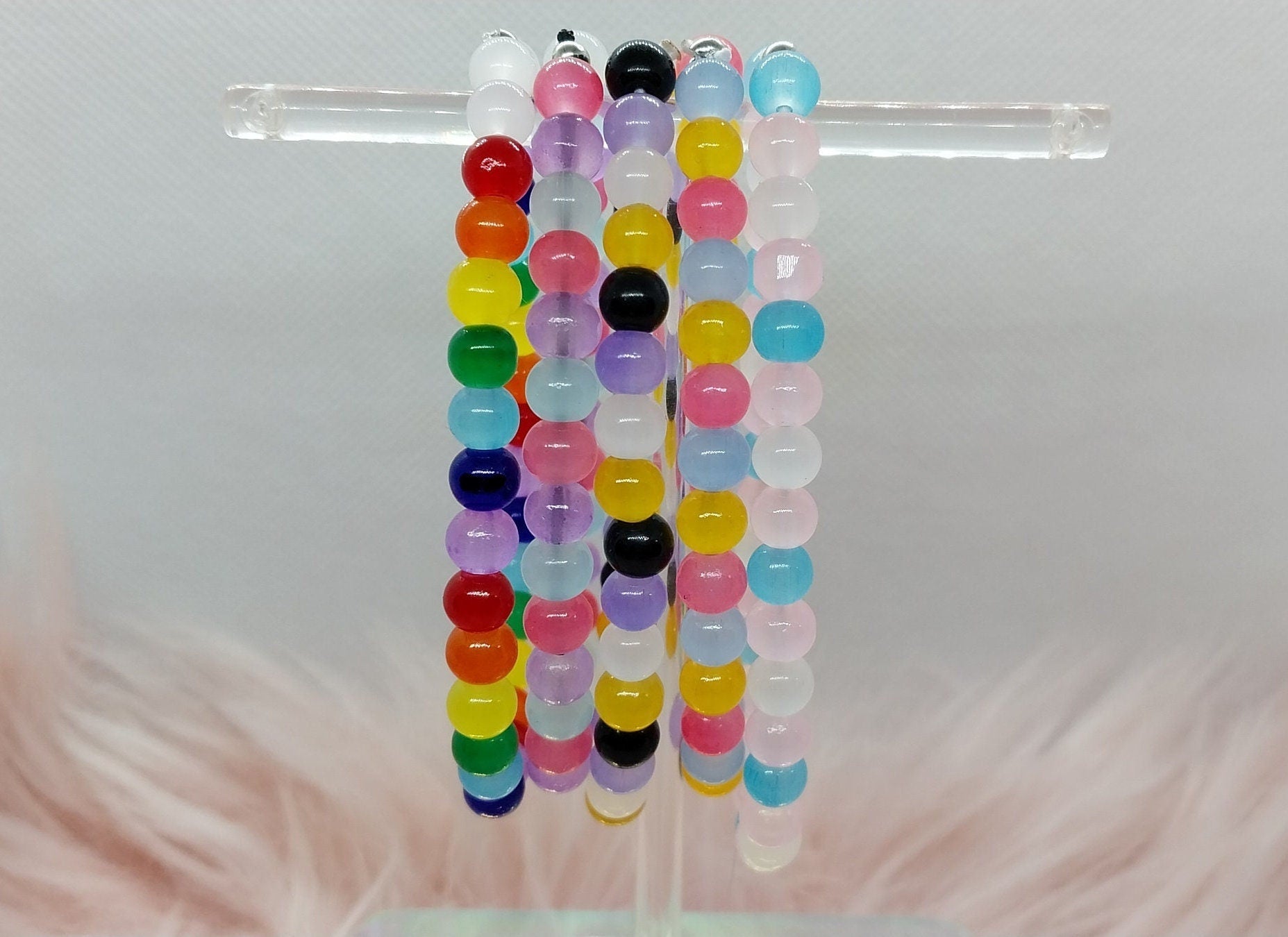 Stretchy Glass Beaded Pride Flag Bracelets, Gifts For Both Men And Women, Unique LGBT Jewelry - Moon & Starr Handcrafted Jewelry && More!