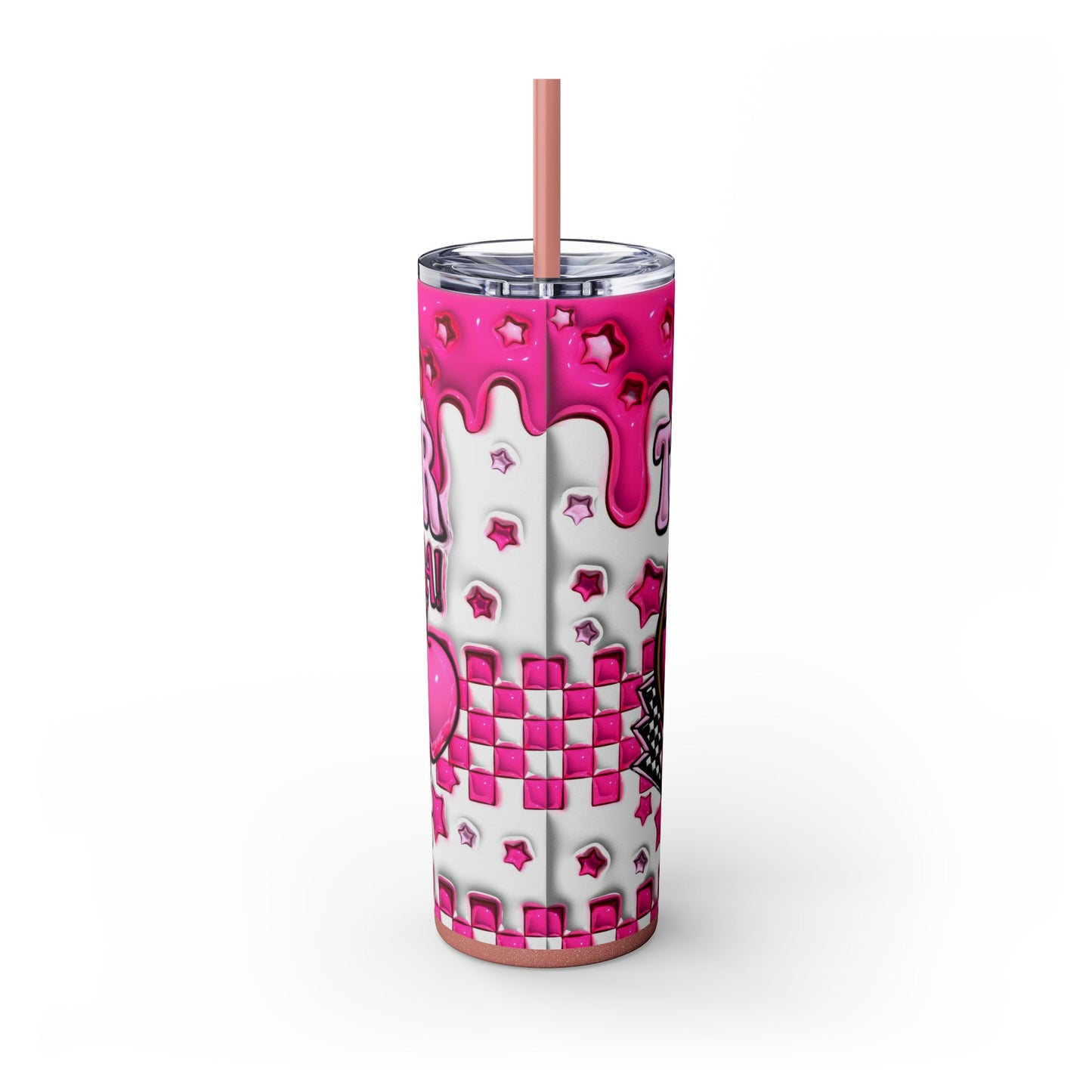 "Teacher Era" 3D Retro Style Skinny Tumbler with Straw, 20oz - Moon & Starr Handcrafted Jewelry && More!