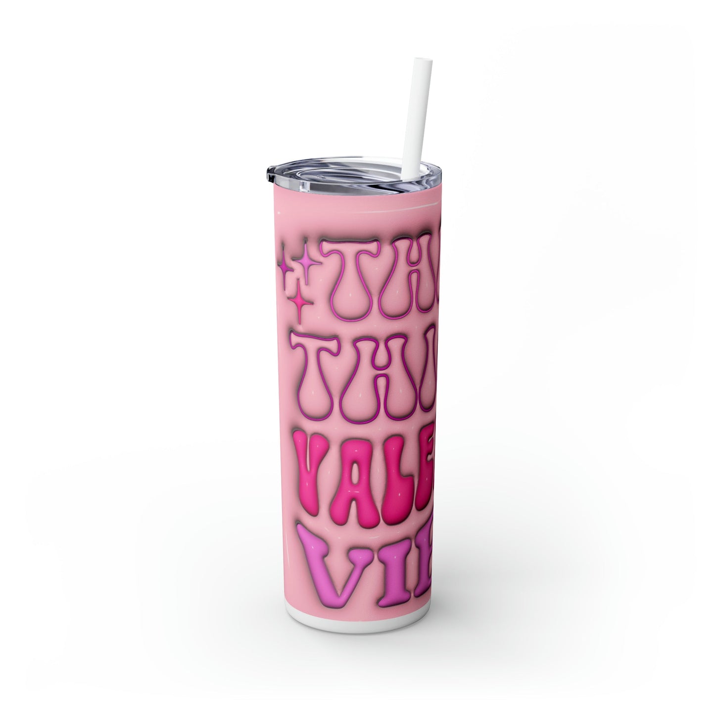 Thick Thighs Valentines Vibes 3D Design Skinny Tumbler with Straw, 20oz - Moon & Starr Handcrafted Jewelry && More!