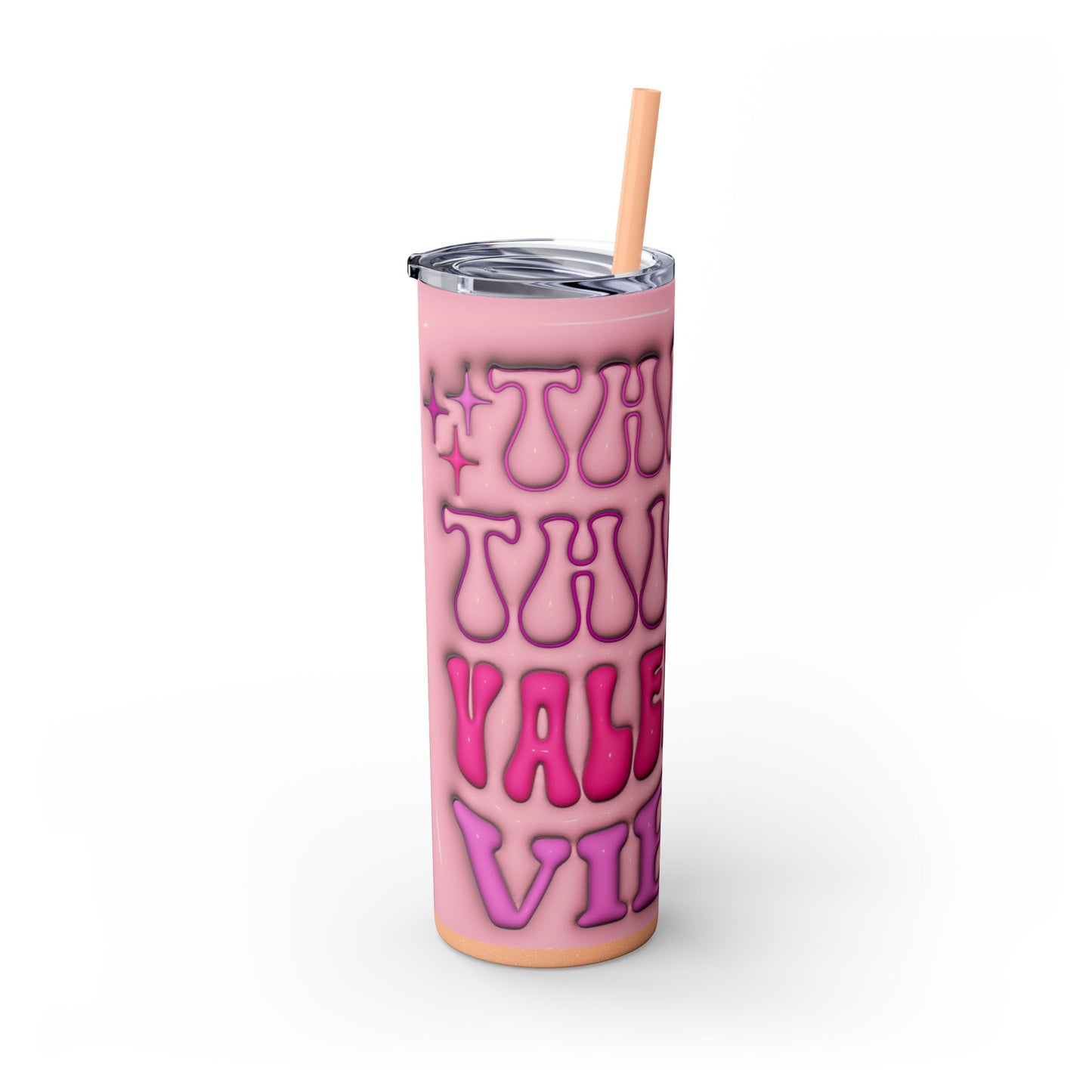 Thick Thighs Valentines Vibes 3D Design Skinny Tumbler with Straw, 20oz - Moon & Starr Handcrafted Jewelry && More!