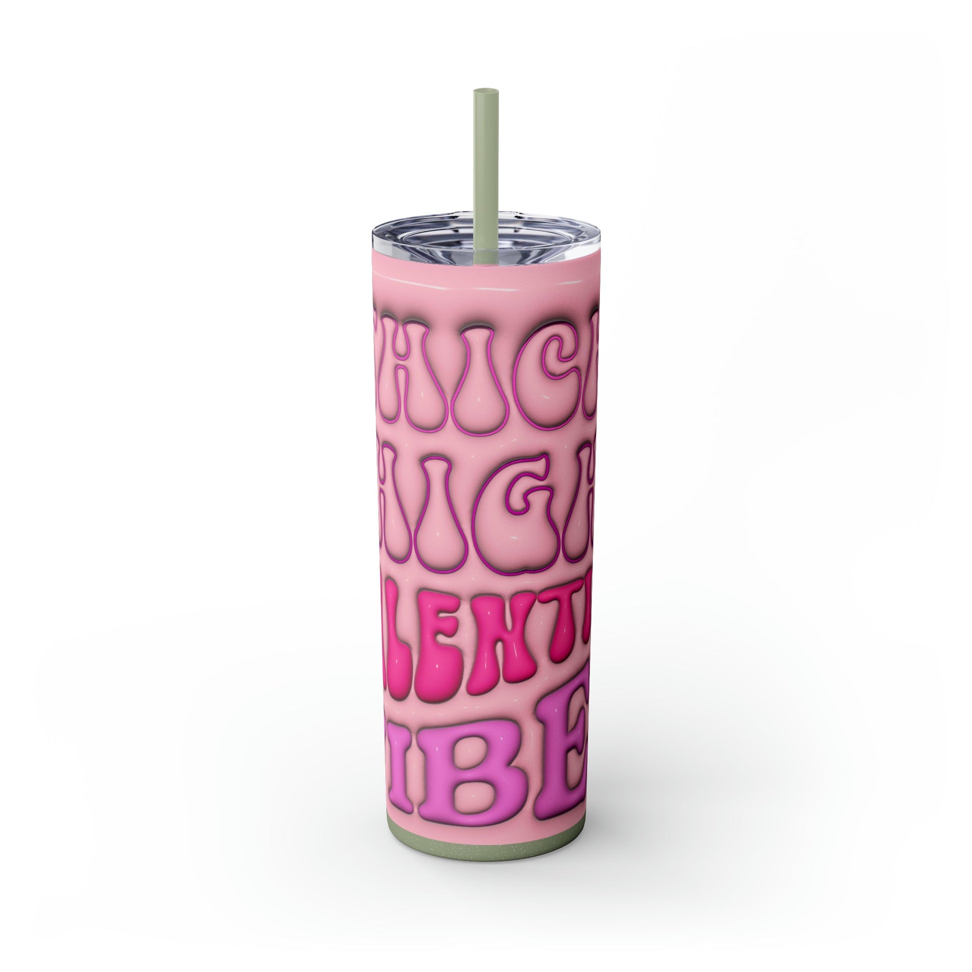 Thick Thighs Valentines Vibes 3D Design Skinny Tumbler with Straw, 20oz - Moon & Starr Handcrafted Jewelry && More!