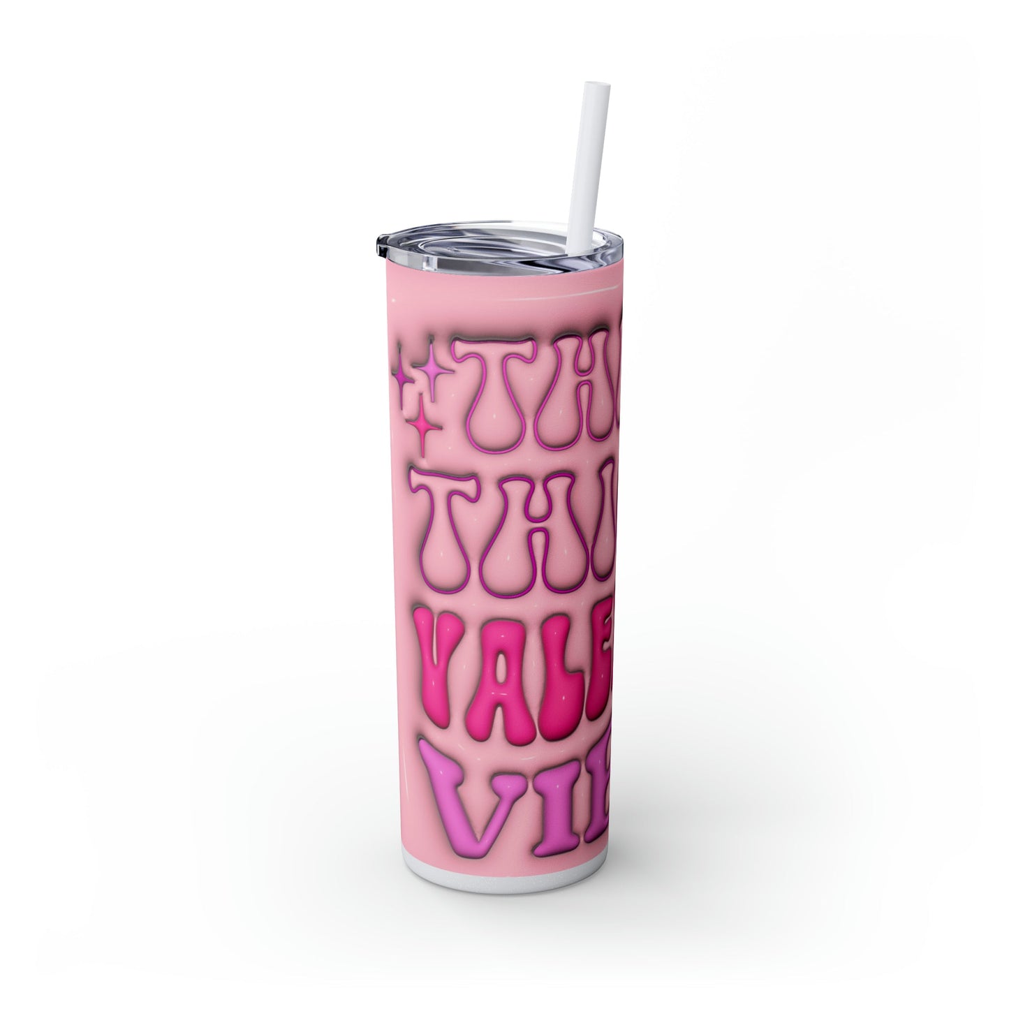 Thick Thighs Valentines Vibes 3D Design Skinny Tumbler with Straw, 20oz - Moon & Starr Handcrafted Jewelry && More!