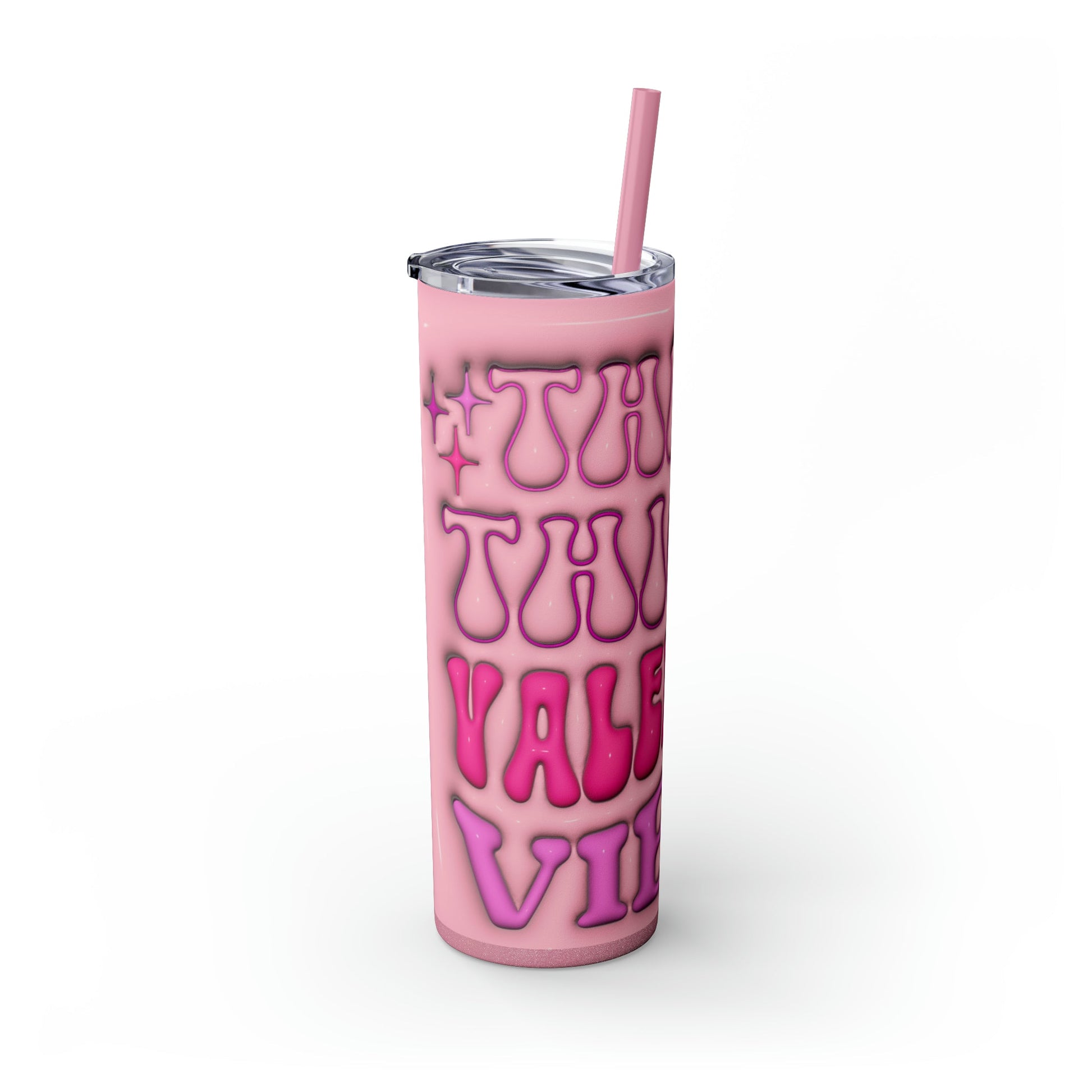 Thick Thighs Valentines Vibes 3D Design Skinny Tumbler with Straw, 20oz - Moon & Starr Handcrafted Jewelry && More!