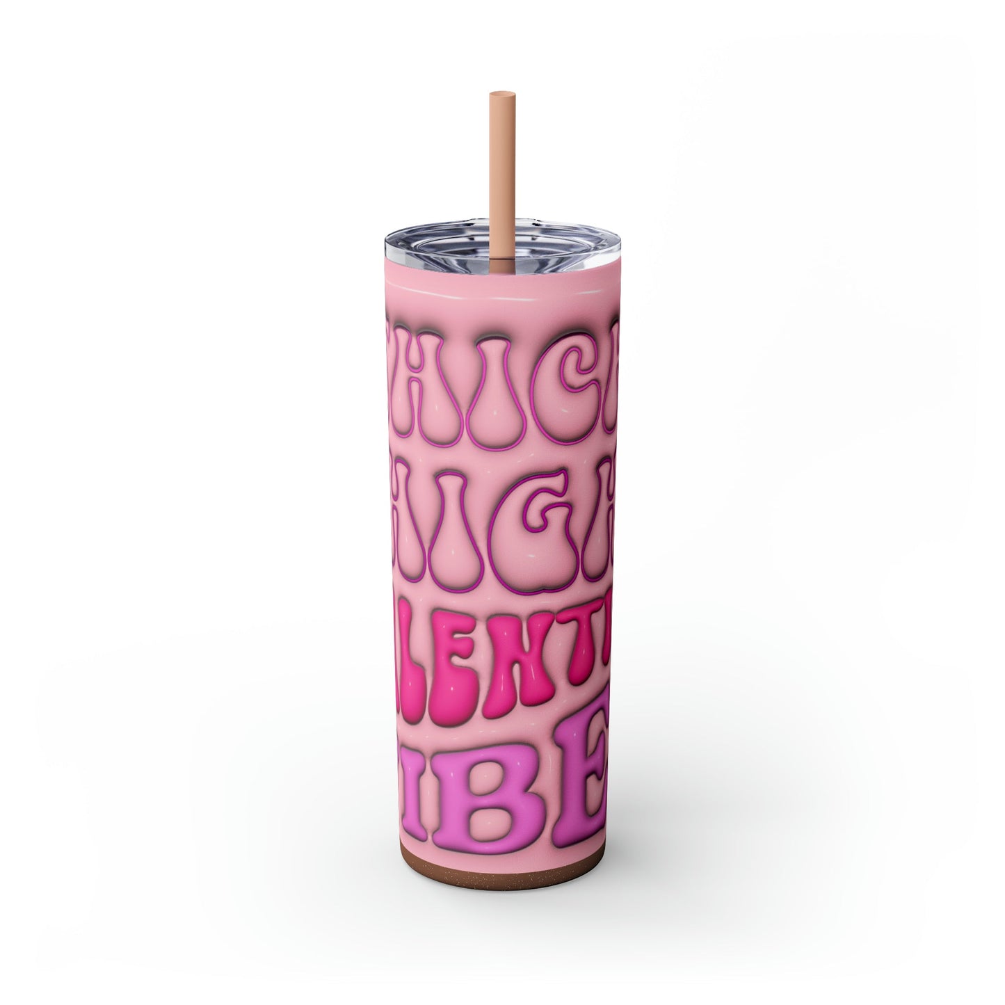 Thick Thighs Valentines Vibes 3D Design Skinny Tumbler with Straw, 20oz - Moon & Starr Handcrafted Jewelry && More!