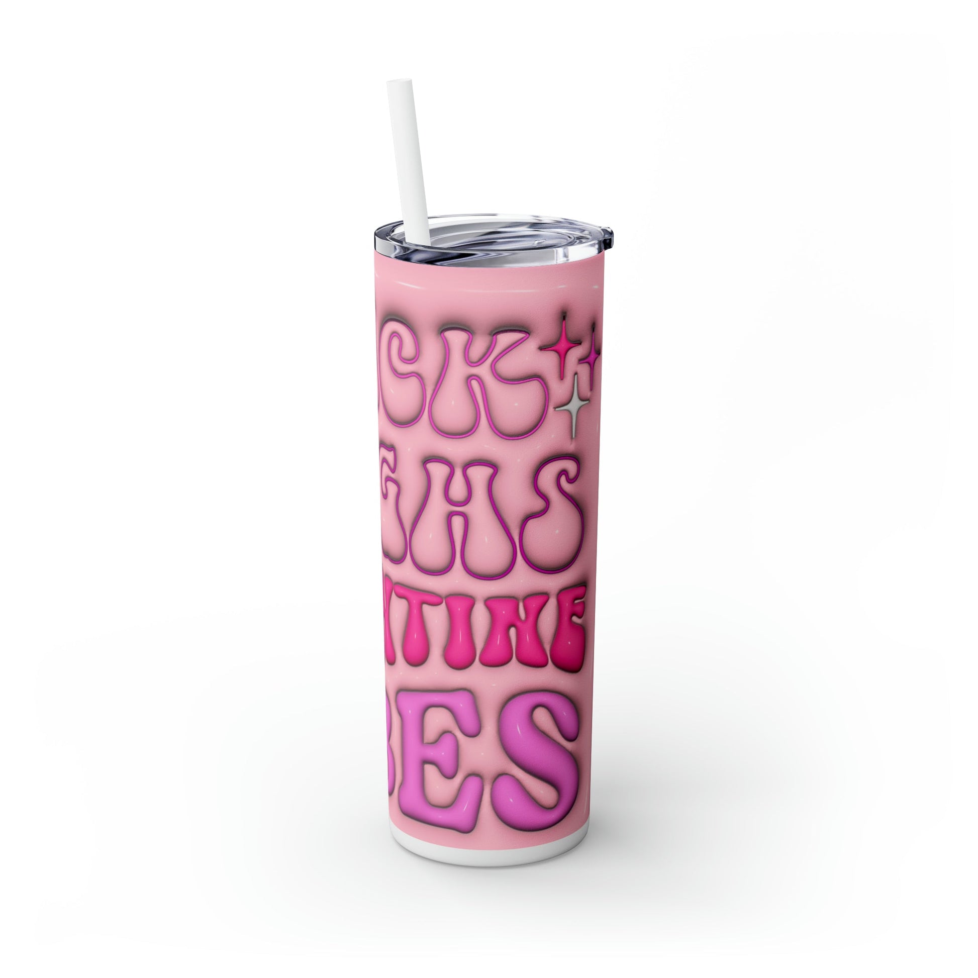 Thick Thighs Valentines Vibes 3D Design Skinny Tumbler with Straw, 20oz - Moon & Starr Handcrafted Jewelry && More!