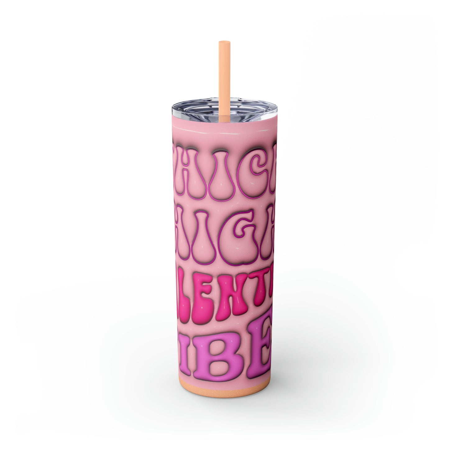 Thick Thighs Valentines Vibes 3D Design Skinny Tumbler with Straw, 20oz - Moon & Starr Handcrafted Jewelry && More!