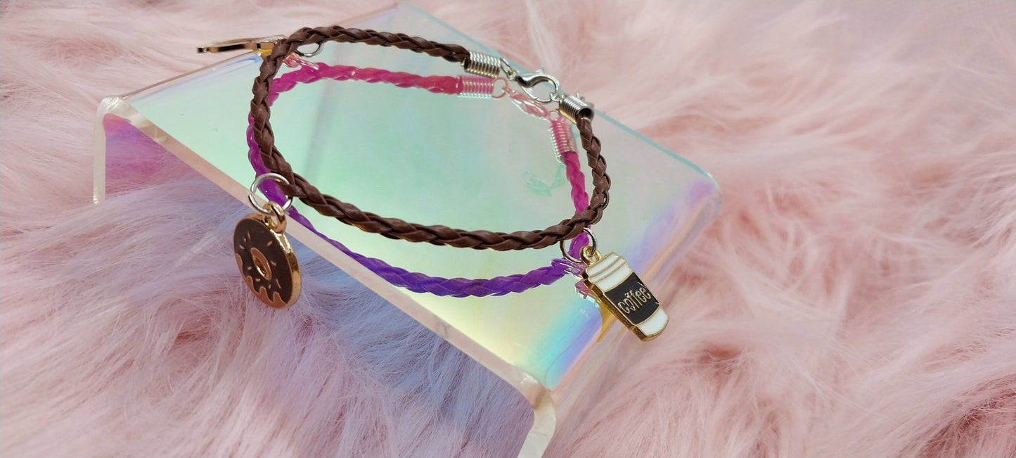 Unique Coffee and Donuts Charm Bracelet For Women, Gifts For Her, Handmade Charm Bracelets For Coffee Lovers - Moon & Starr Handcrafted Jewelry && More!
