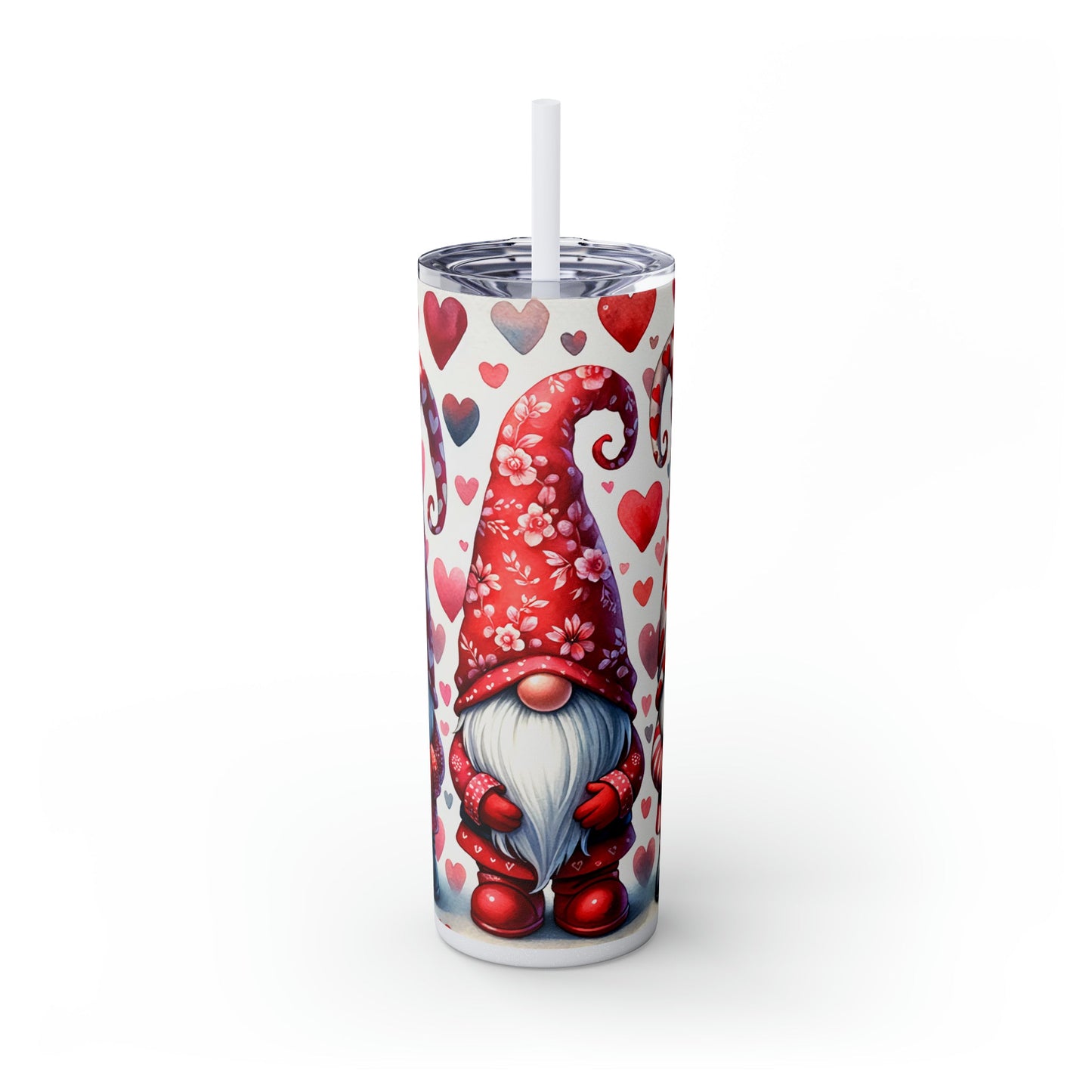 Valentines Day Gnomes Skinny Tumbler with Straw, 20oz - Moon & Starr Handcrafted Jewelry && More!