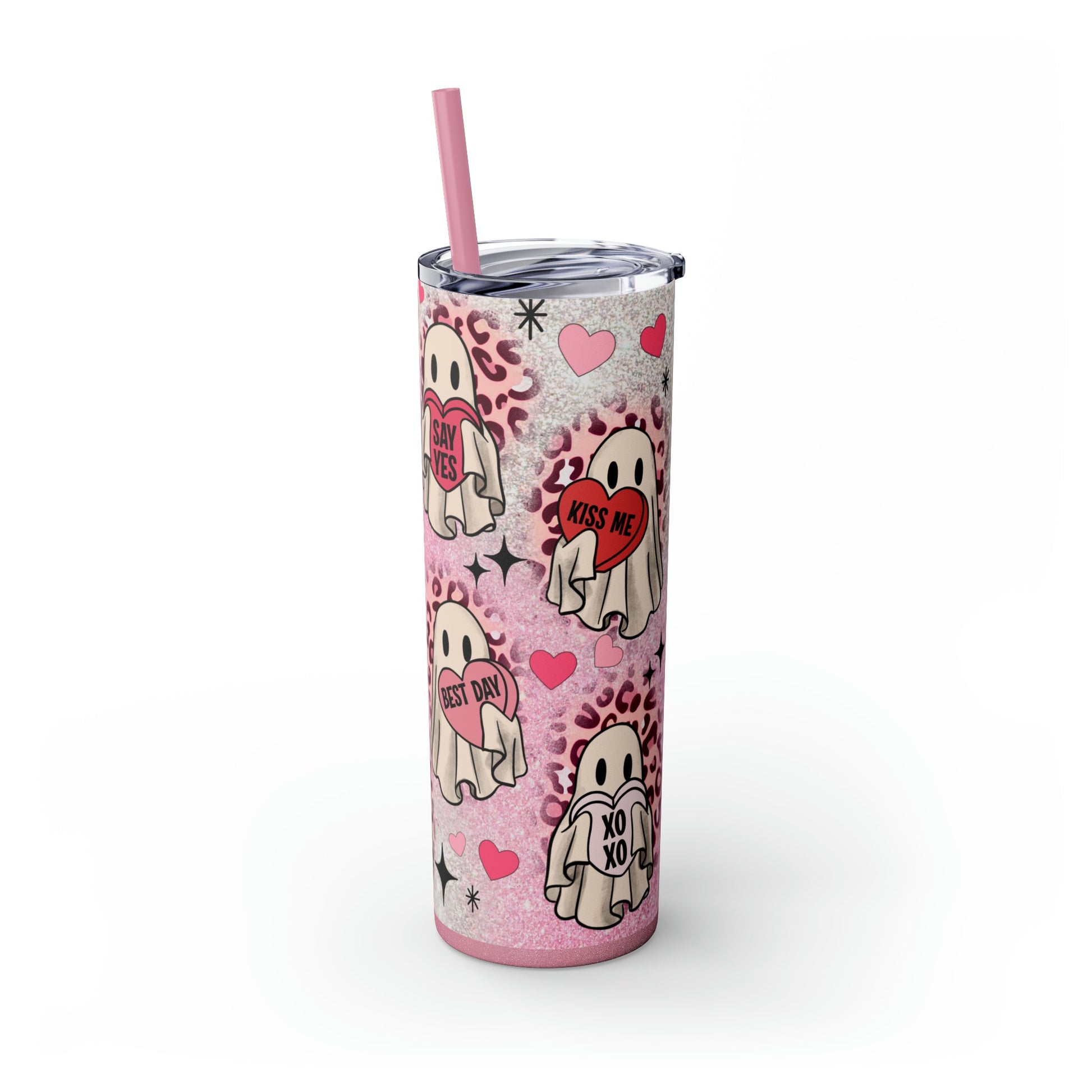 Valentines Ghosts Skinny Tumbler with Straw, 20oz - Moon & Starr Handcrafted Jewelry && More!