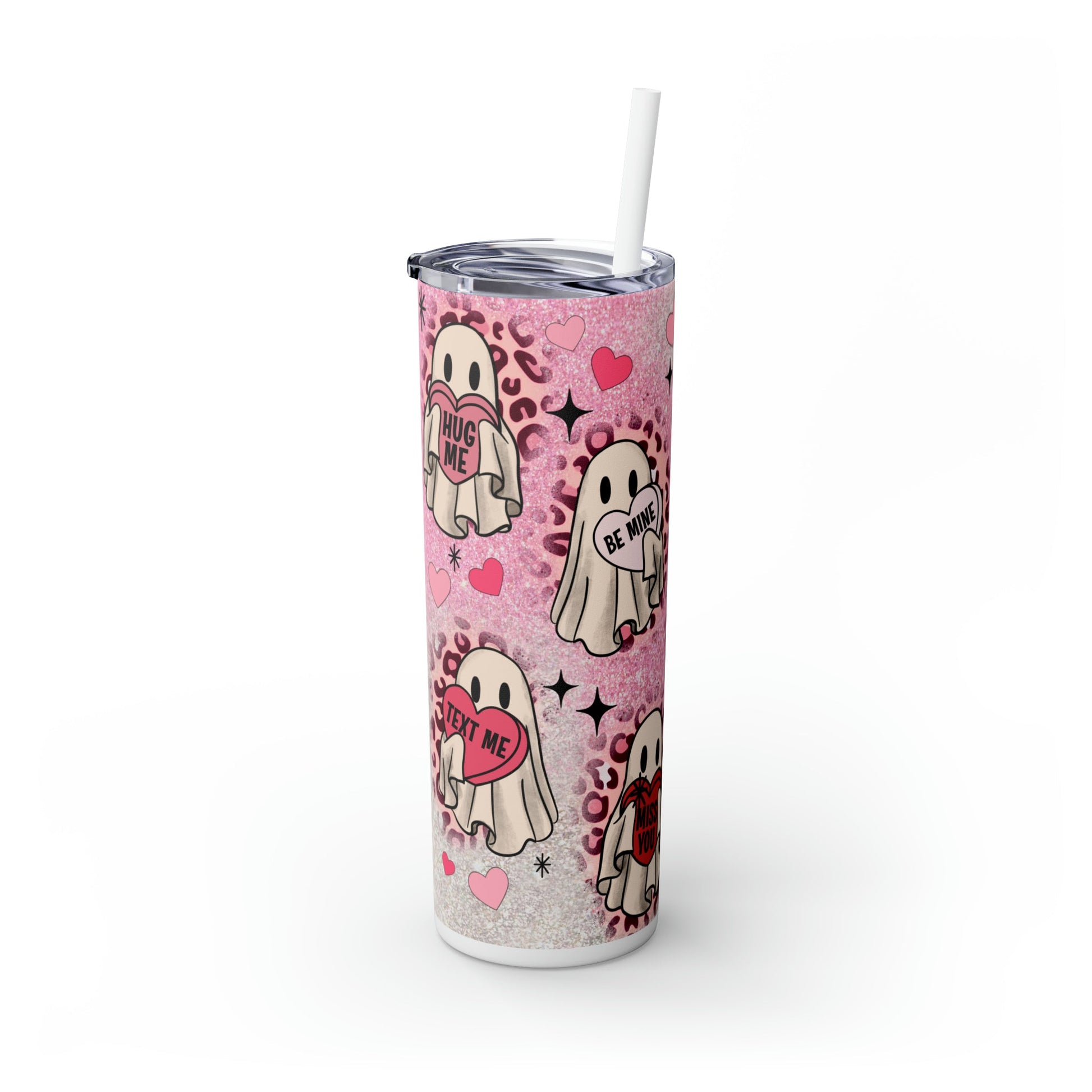 Valentines Ghosts Skinny Tumbler with Straw, 20oz - Moon & Starr Handcrafted Jewelry && More!