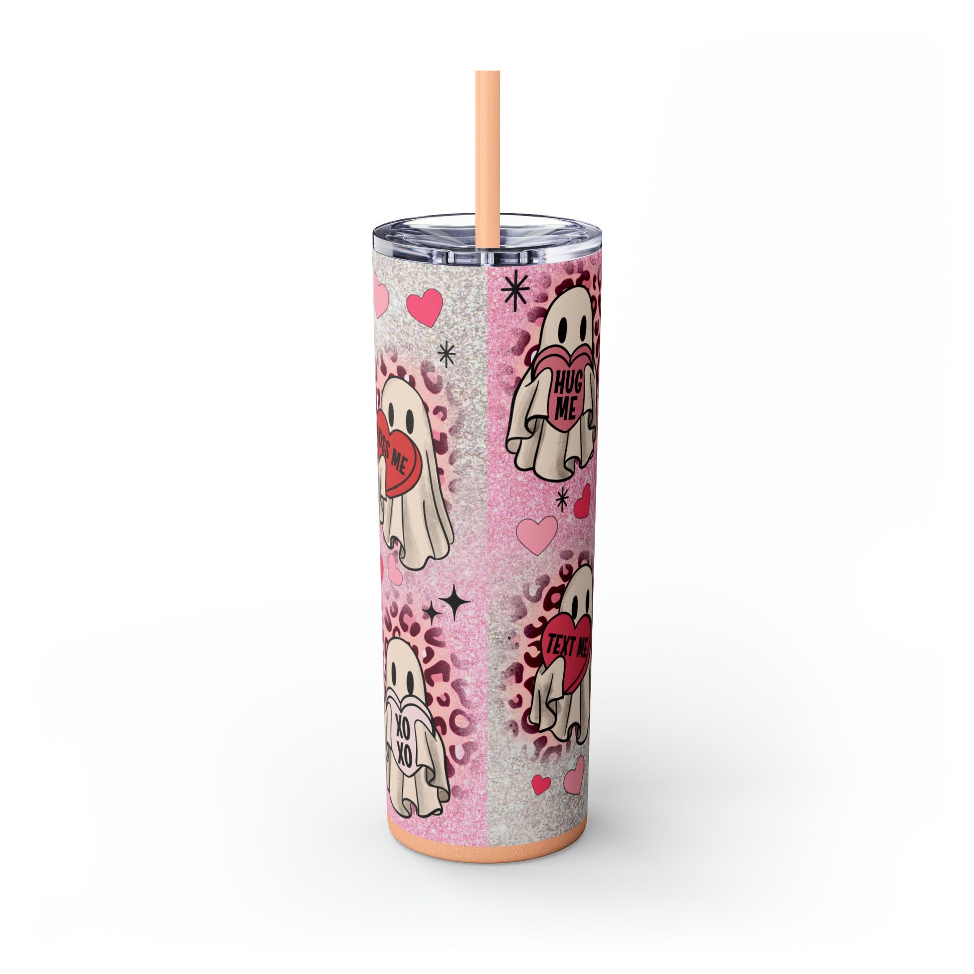 Valentines Ghosts Skinny Tumbler with Straw, 20oz - Moon & Starr Handcrafted Jewelry && More!