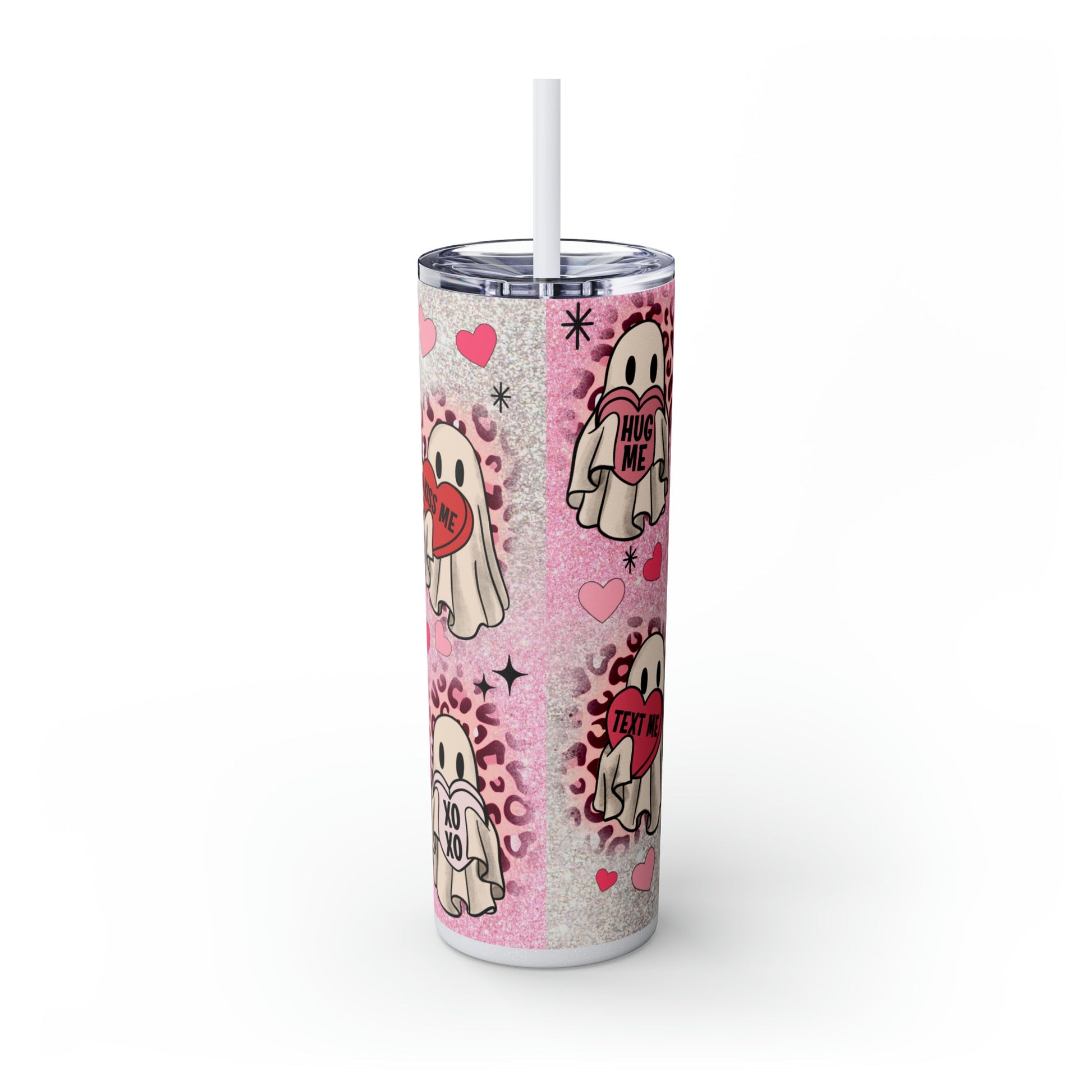 Valentines Ghosts Skinny Tumbler with Straw, 20oz - Moon & Starr Handcrafted Jewelry && More!