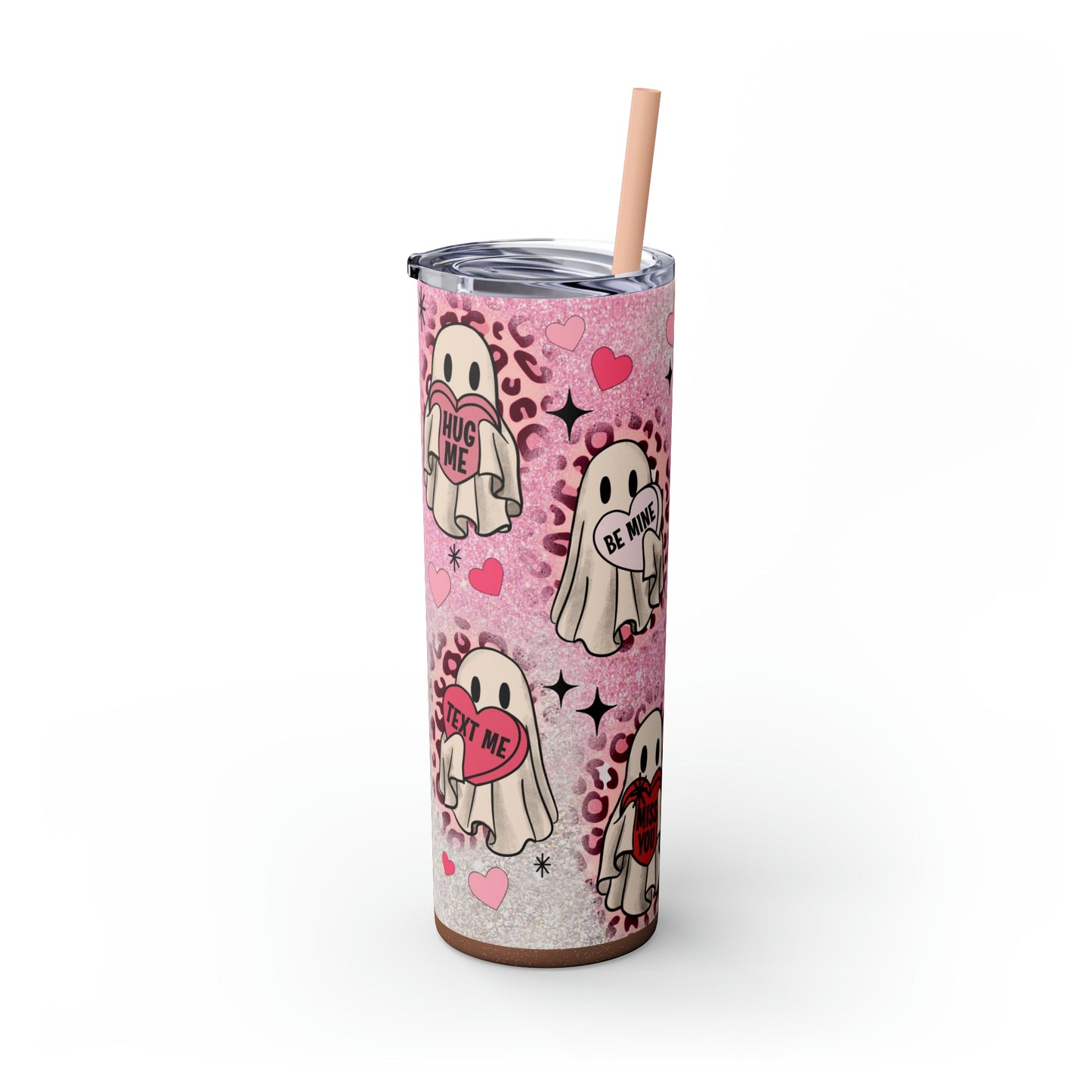 Valentines Ghosts Skinny Tumbler with Straw, 20oz - Moon & Starr Handcrafted Jewelry && More!