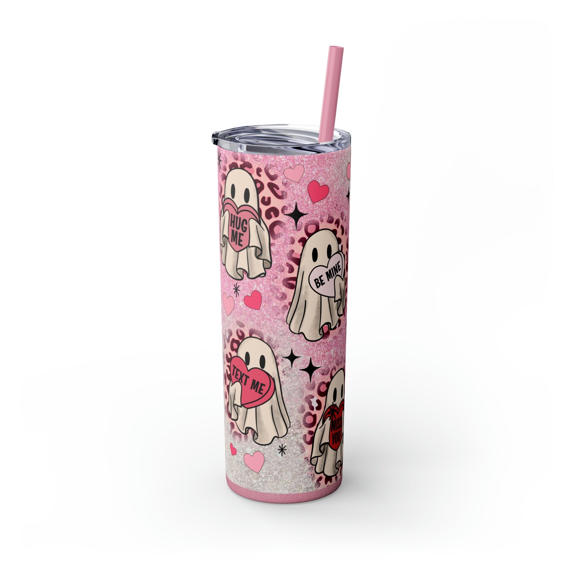 Valentines Ghosts Skinny Tumbler with Straw, 20oz - Moon & Starr Handcrafted Jewelry && More!