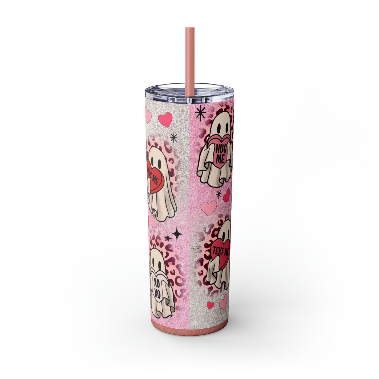 Valentines Ghosts Skinny Tumbler with Straw, 20oz - Moon & Starr Handcrafted Jewelry && More!